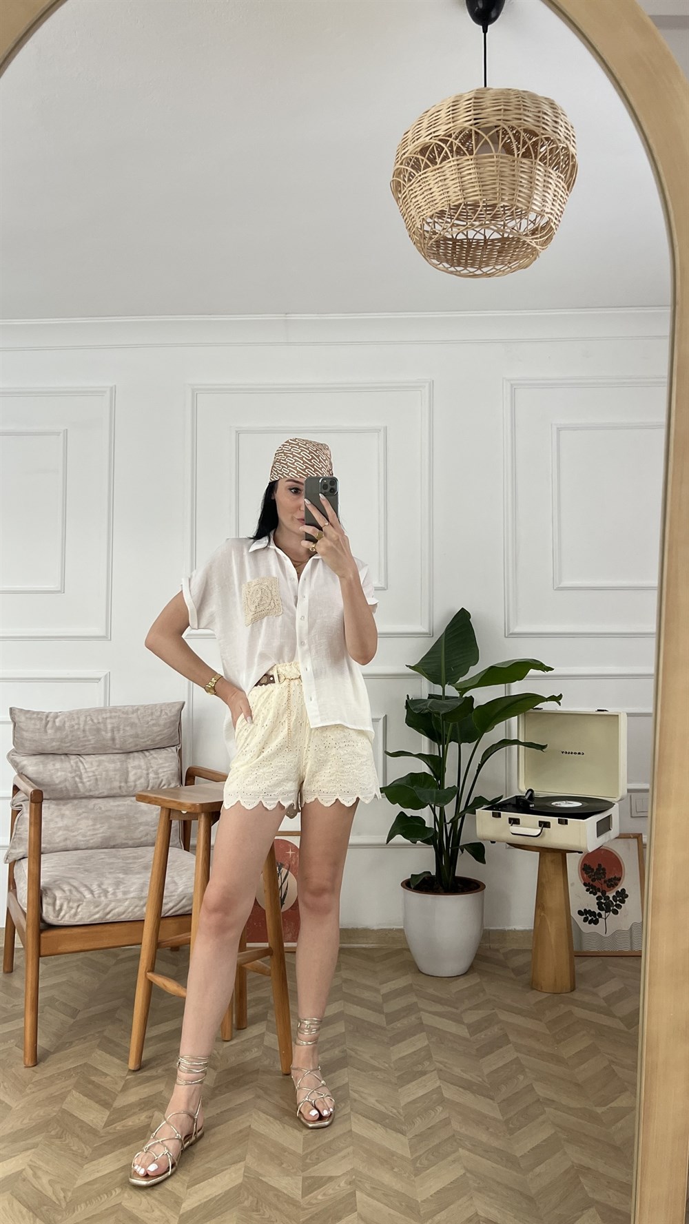 Bej Ham Keten Gömlek