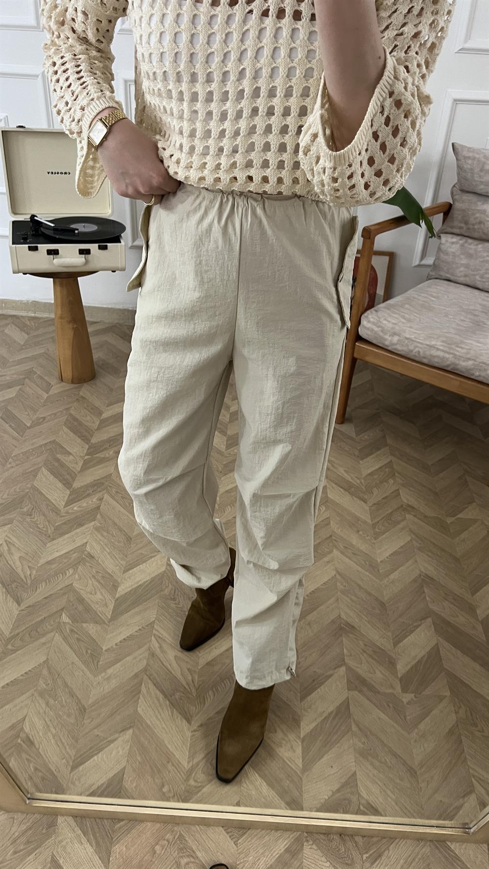 Bej Paraşüt Pantolon