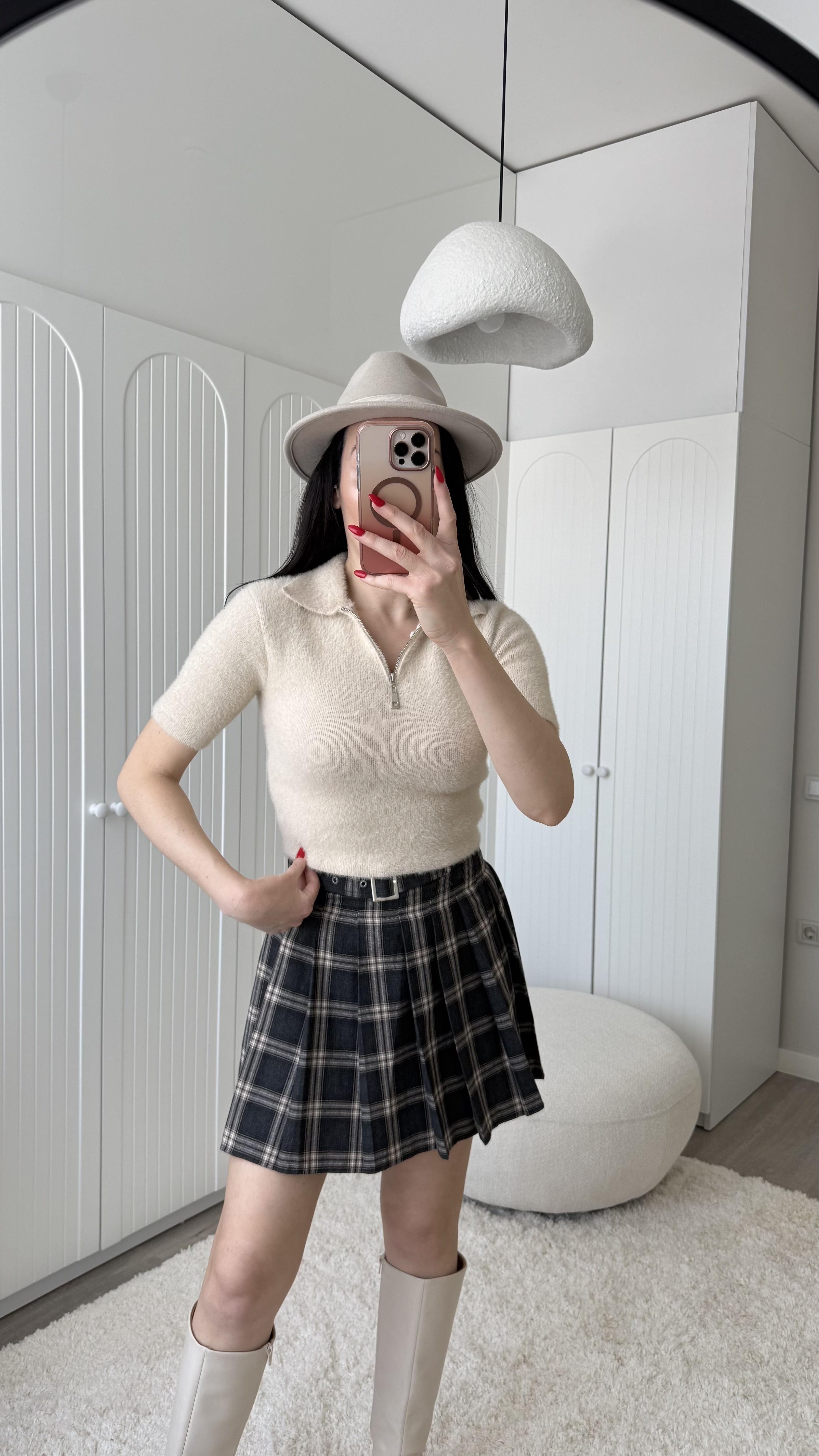 Bej Polo Yaka Yumoş Triko