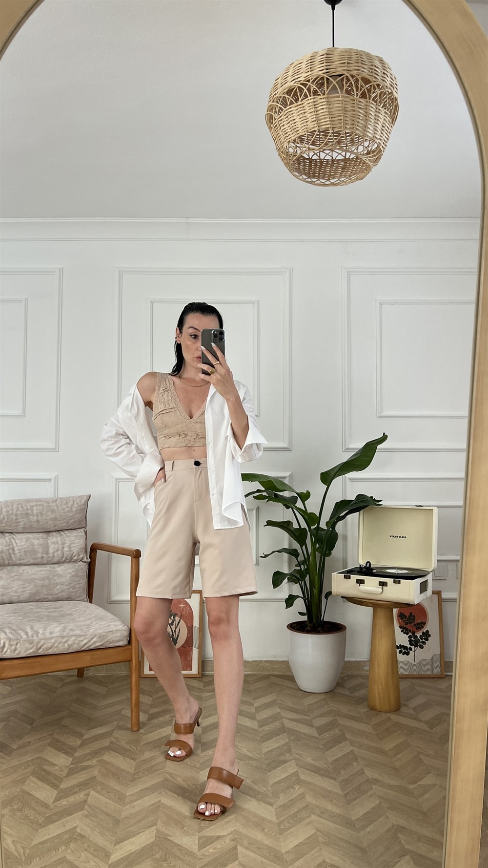 Bej Şehir Boy Şort