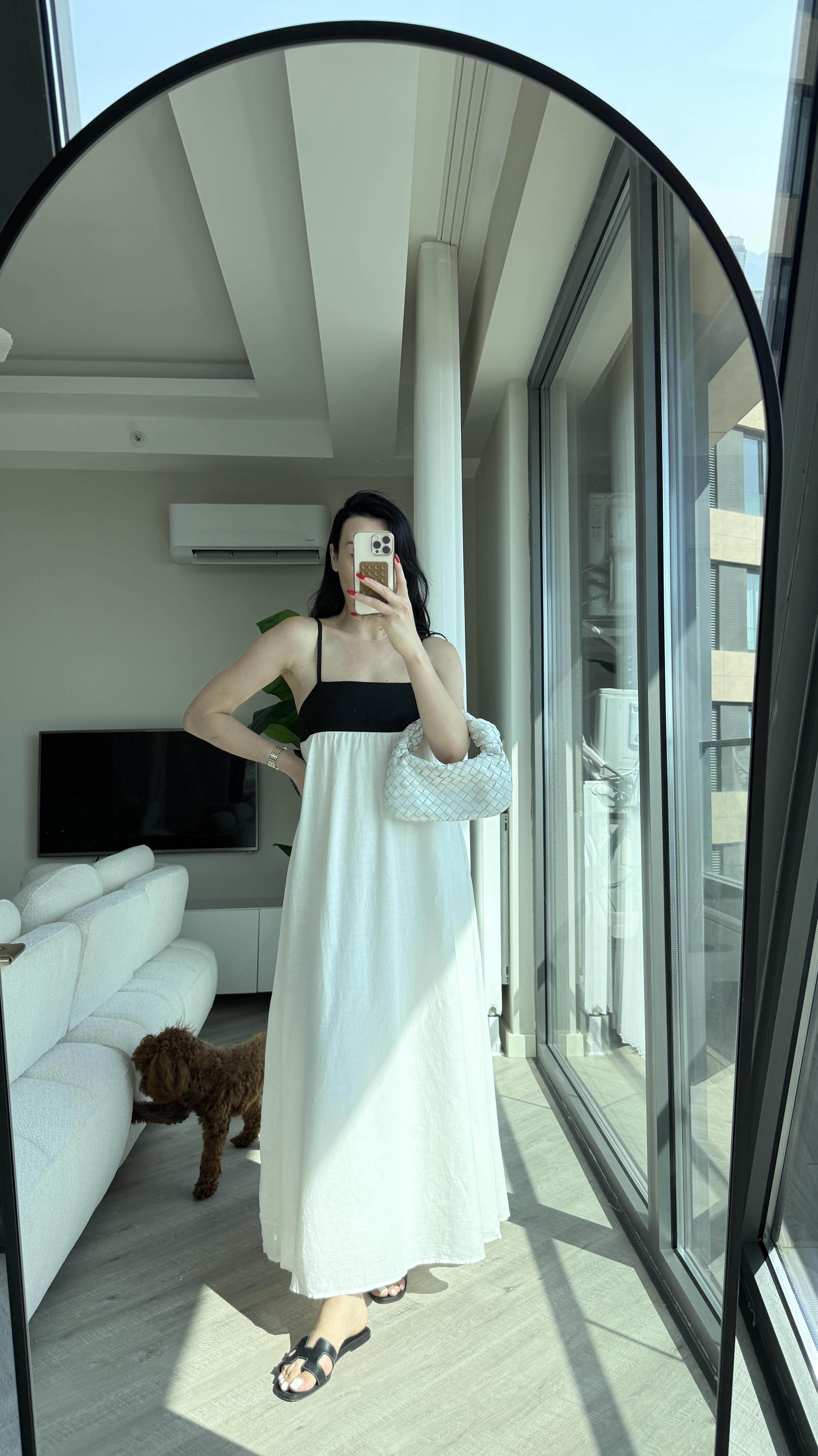Beyaz İp Askılı RUBY Elbise