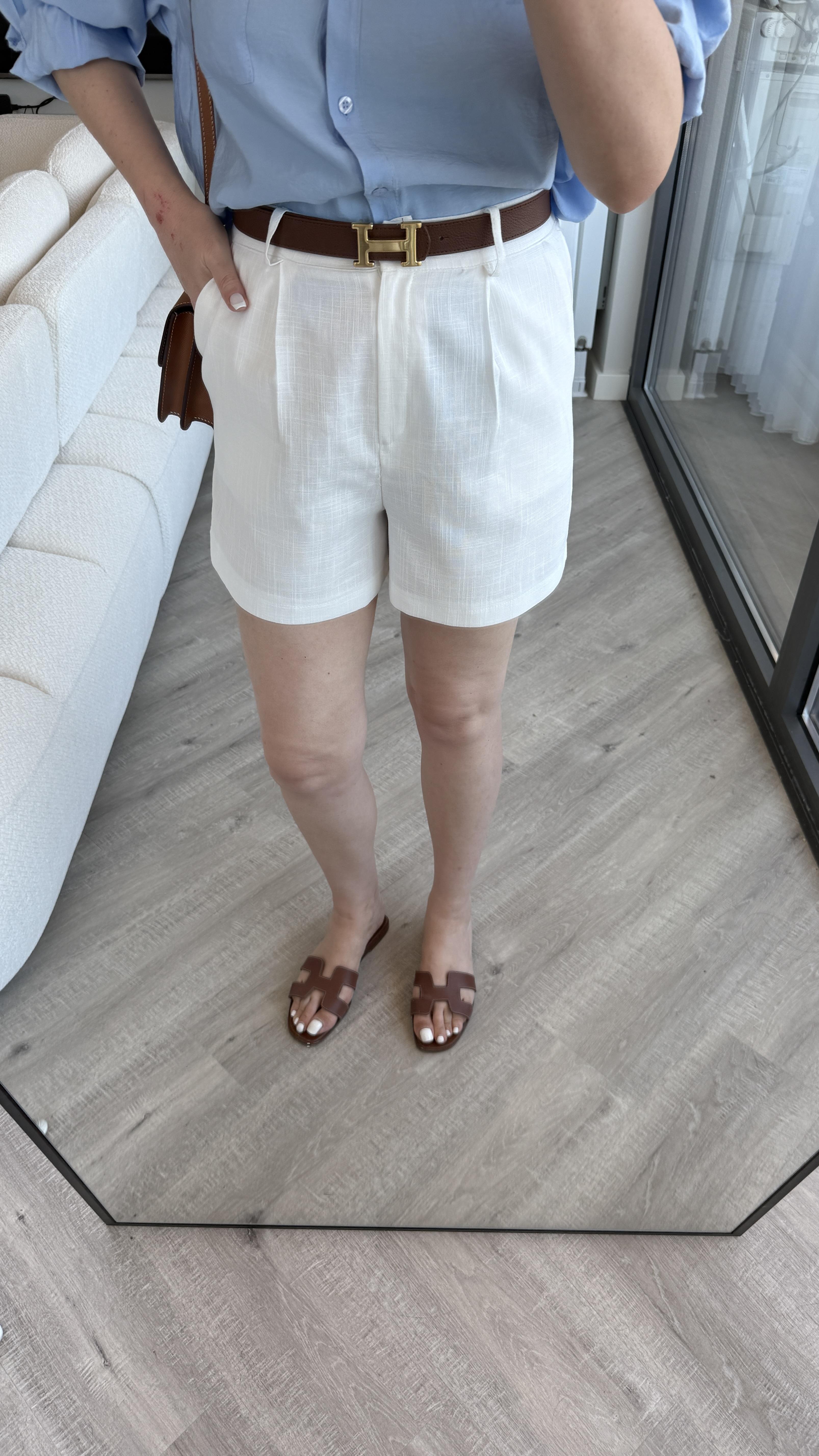 Beyaz Keten Şort