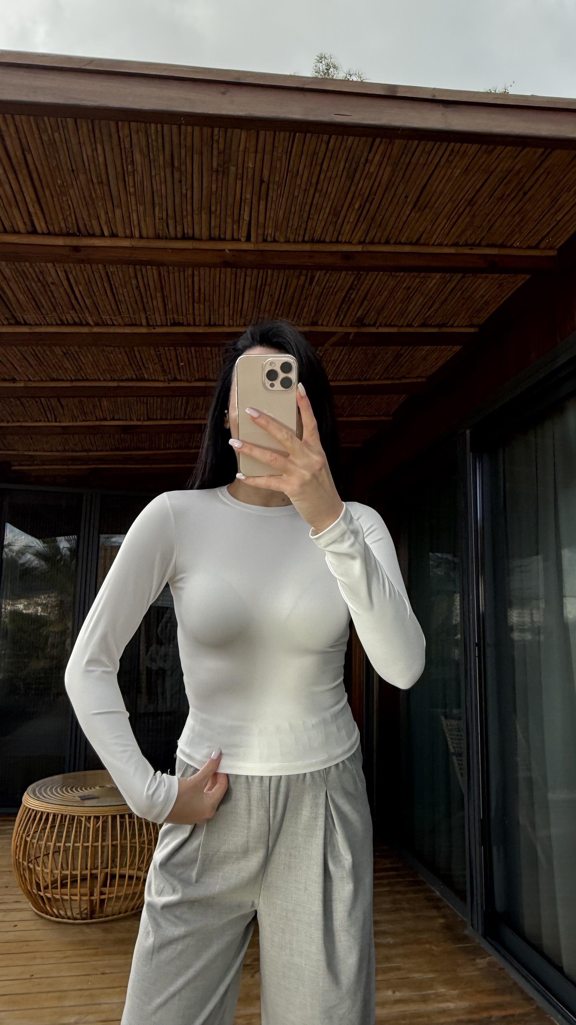 Beyaz Likralı Body