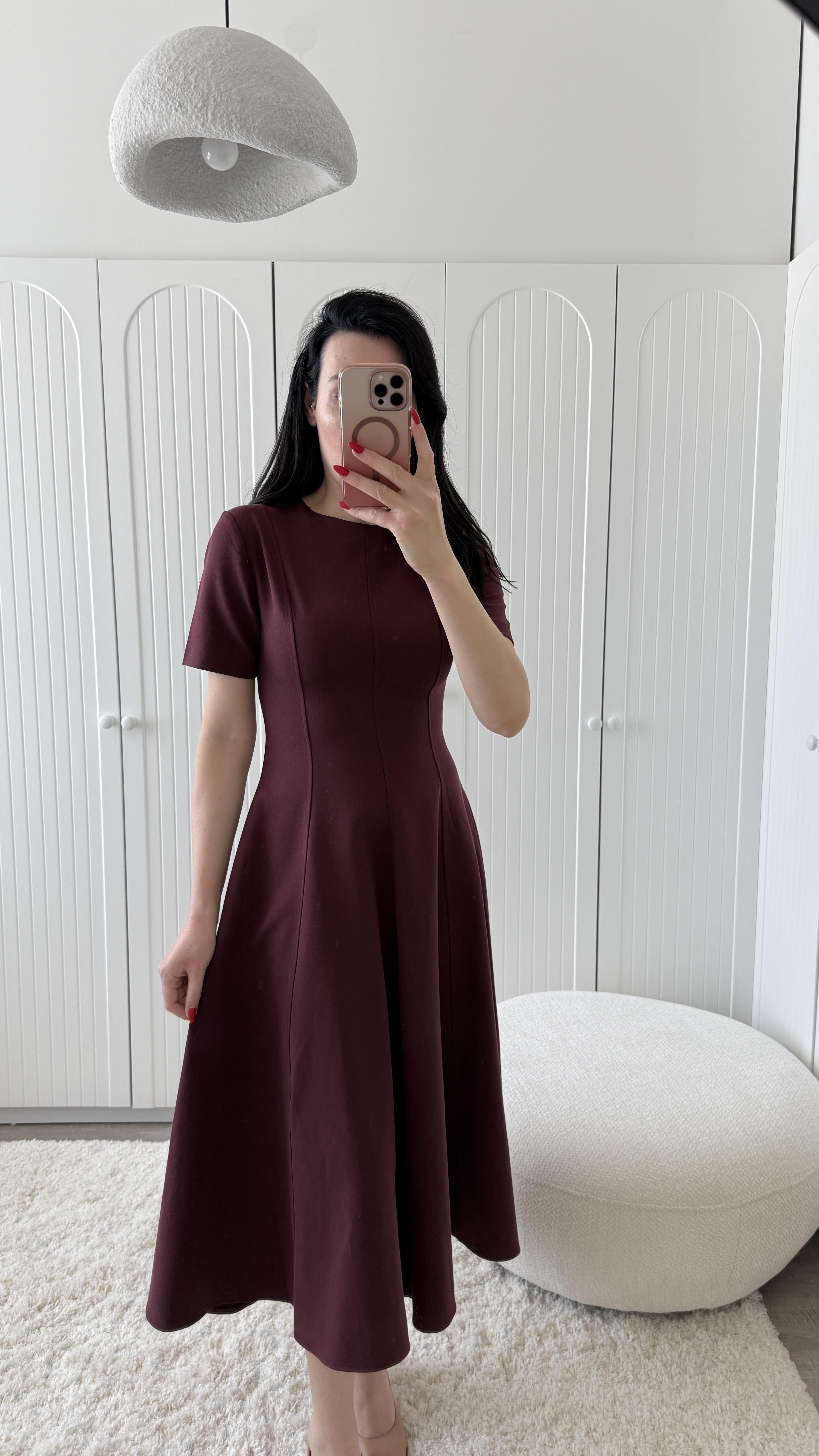 Bordo Tok Kumaş Kloş Elbise