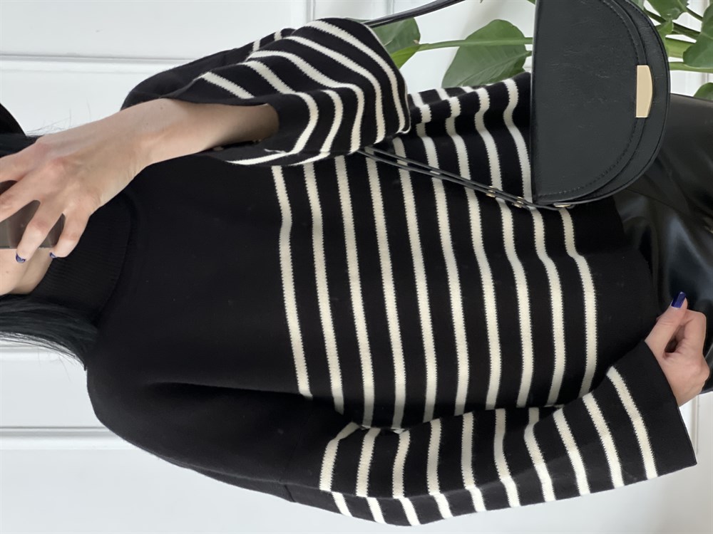 Çelik İspanyol Kol Çizgili Triko