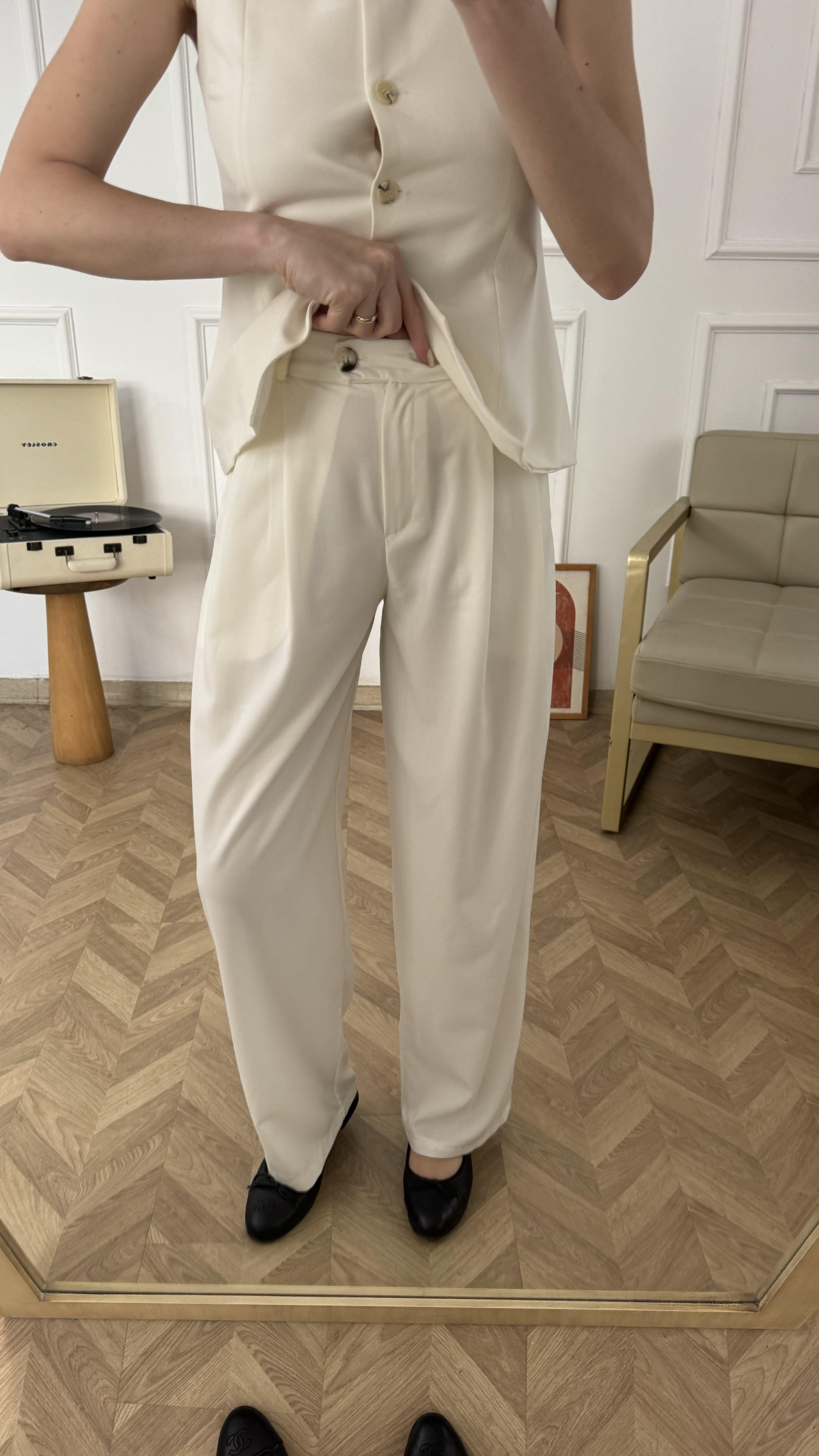 Ekru Palazzo Pantalon