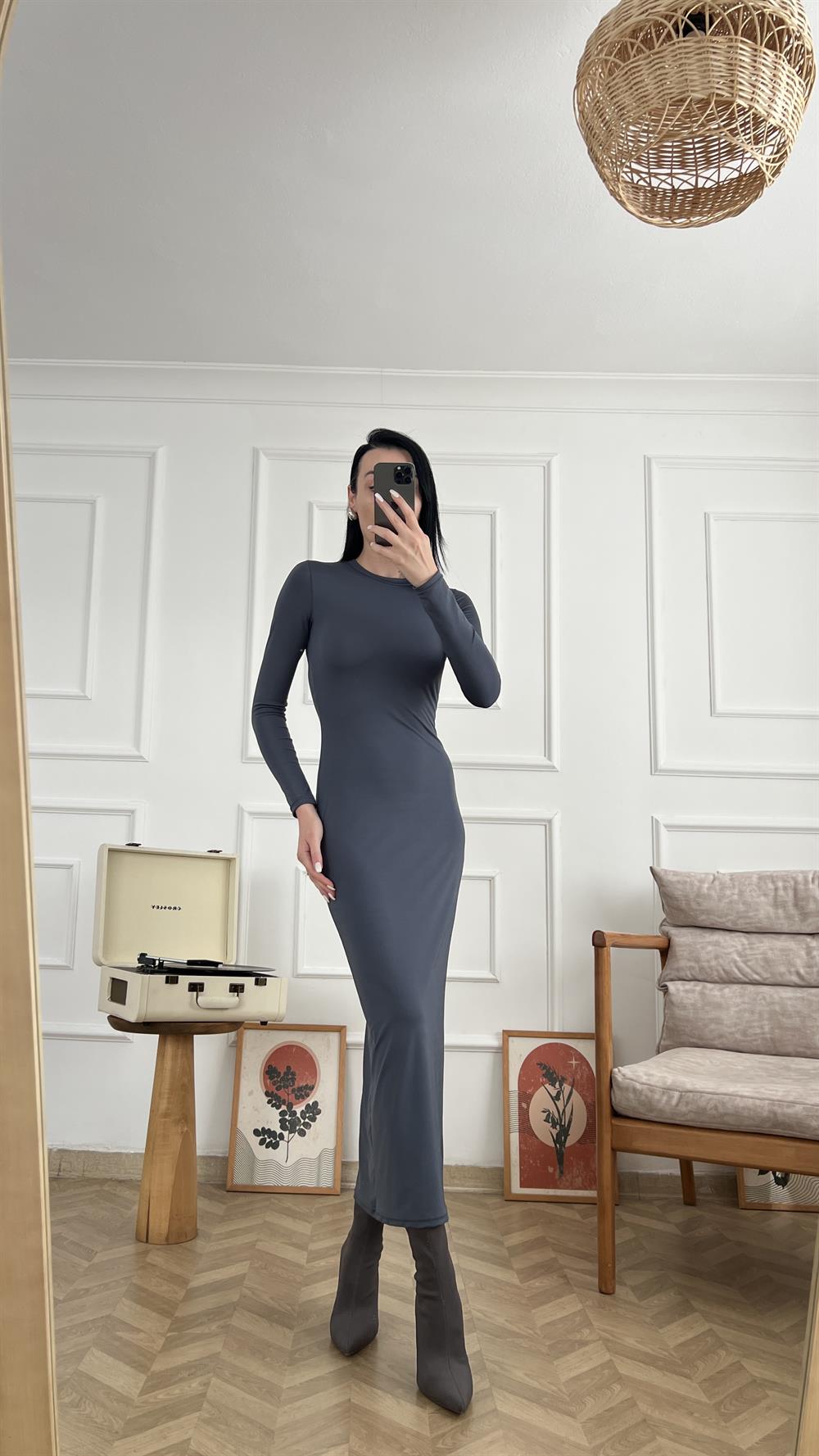 Füme Full Likralı Elbise