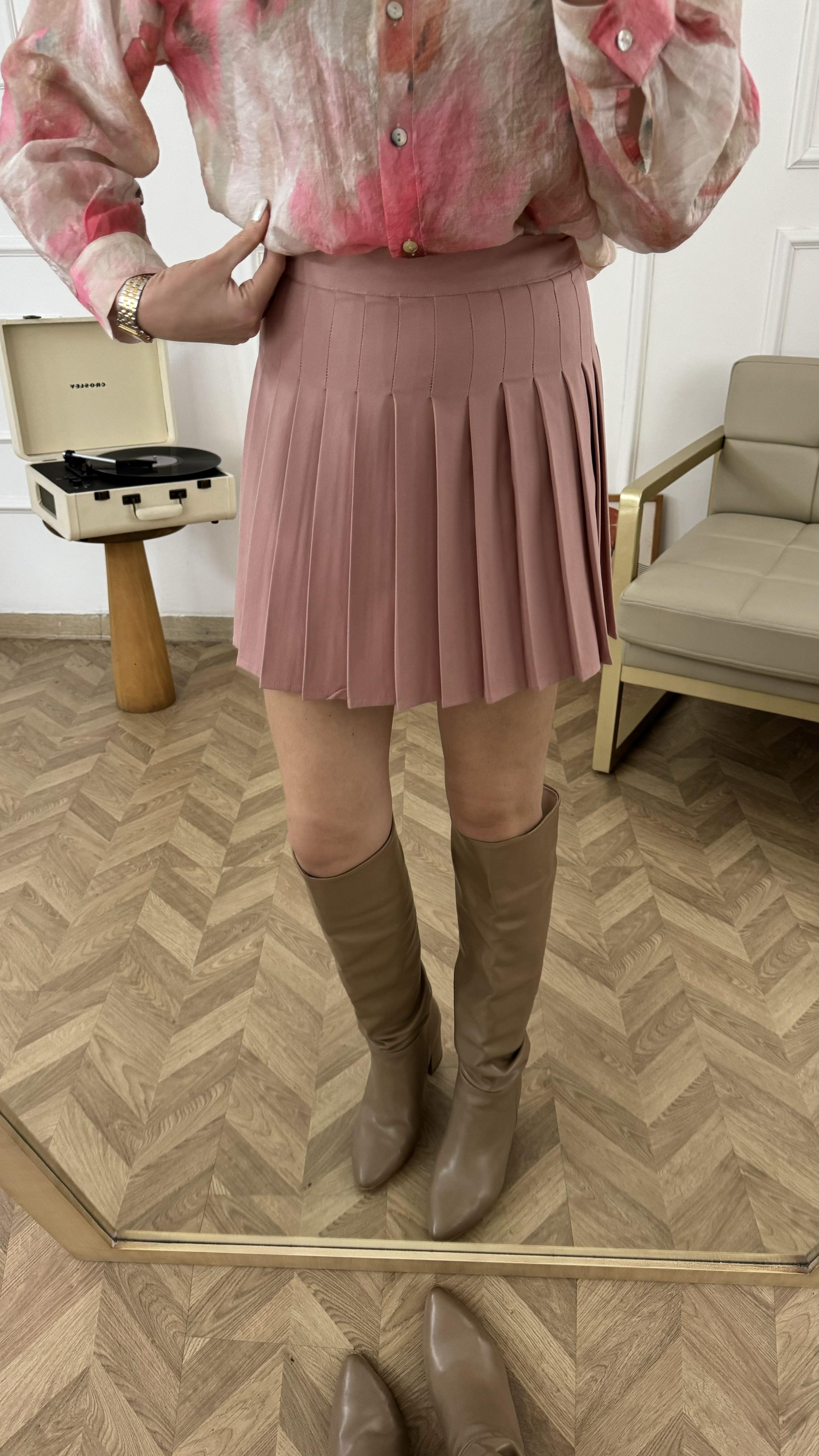 Gül Kurusu Pileli Etek