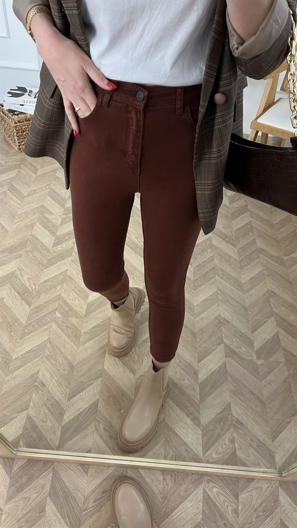 Kahve Likralı Jean
