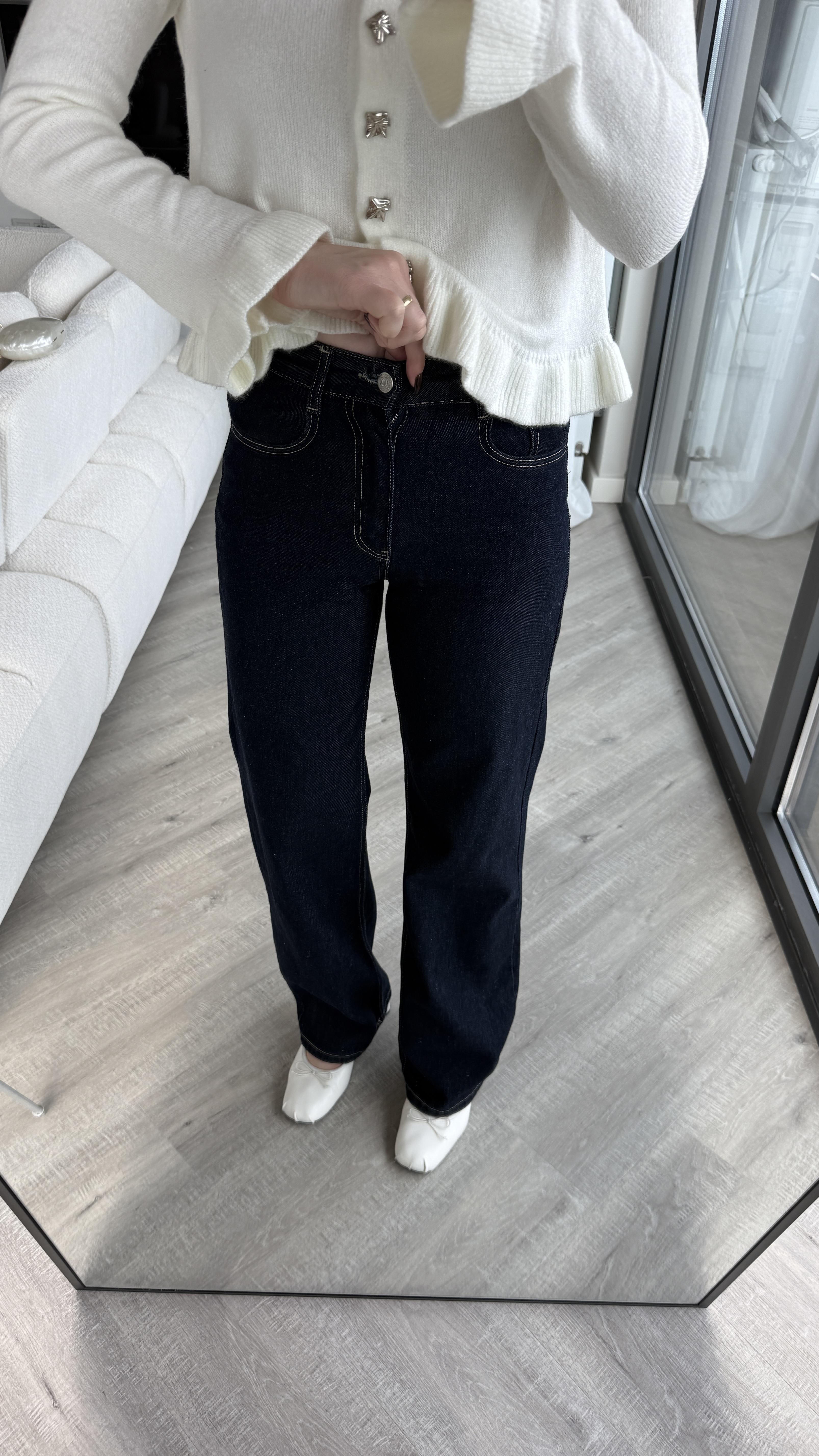 Koyu Lacivert Wide Leg Jean