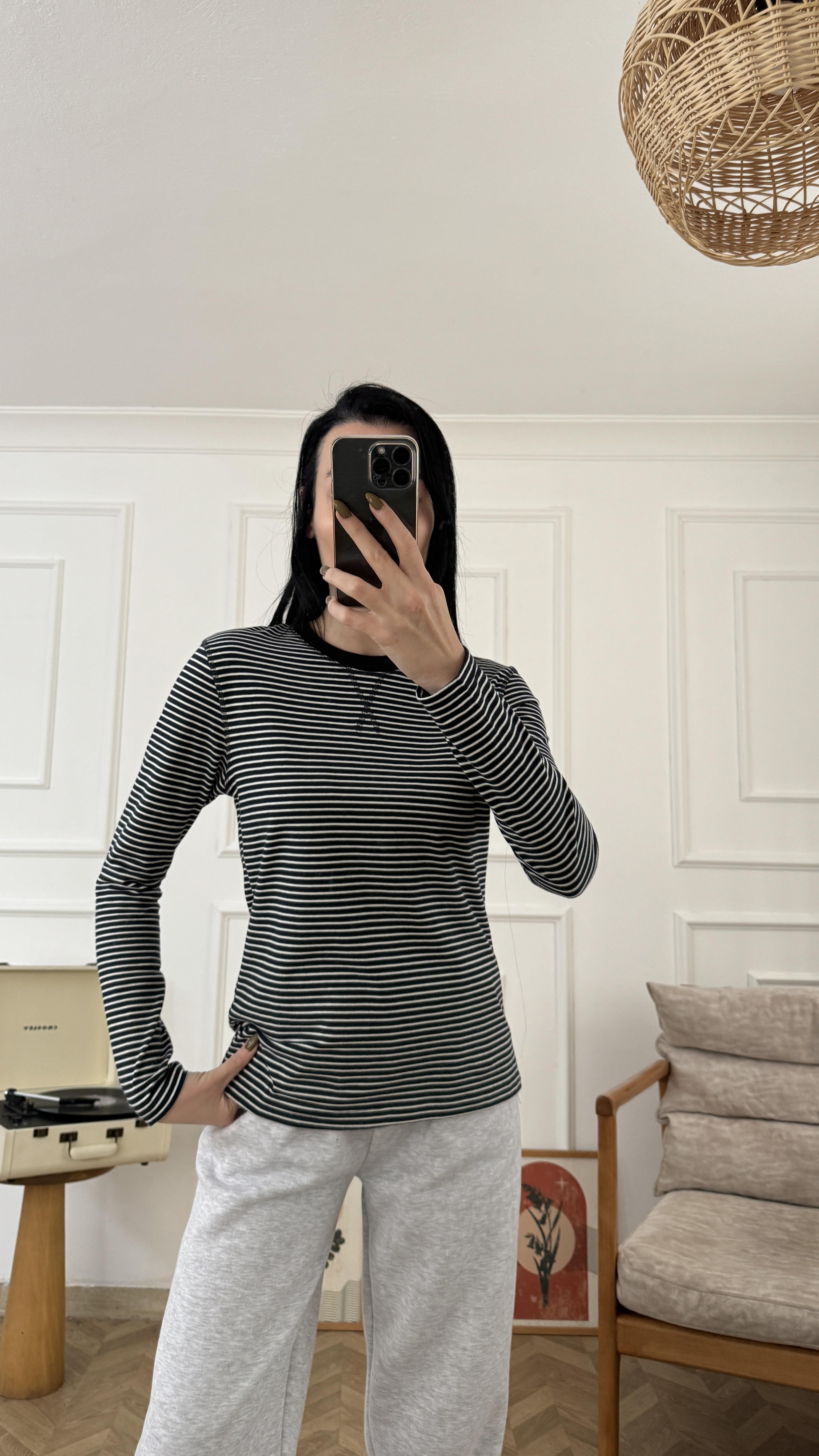 Lacivert Çizgili İnce Sweat