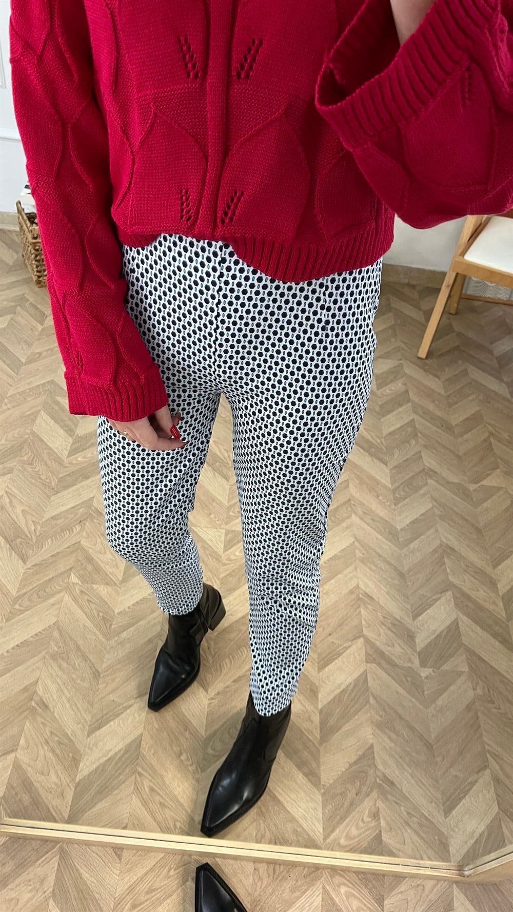 Lacivert Geometrik Desen Pantolon