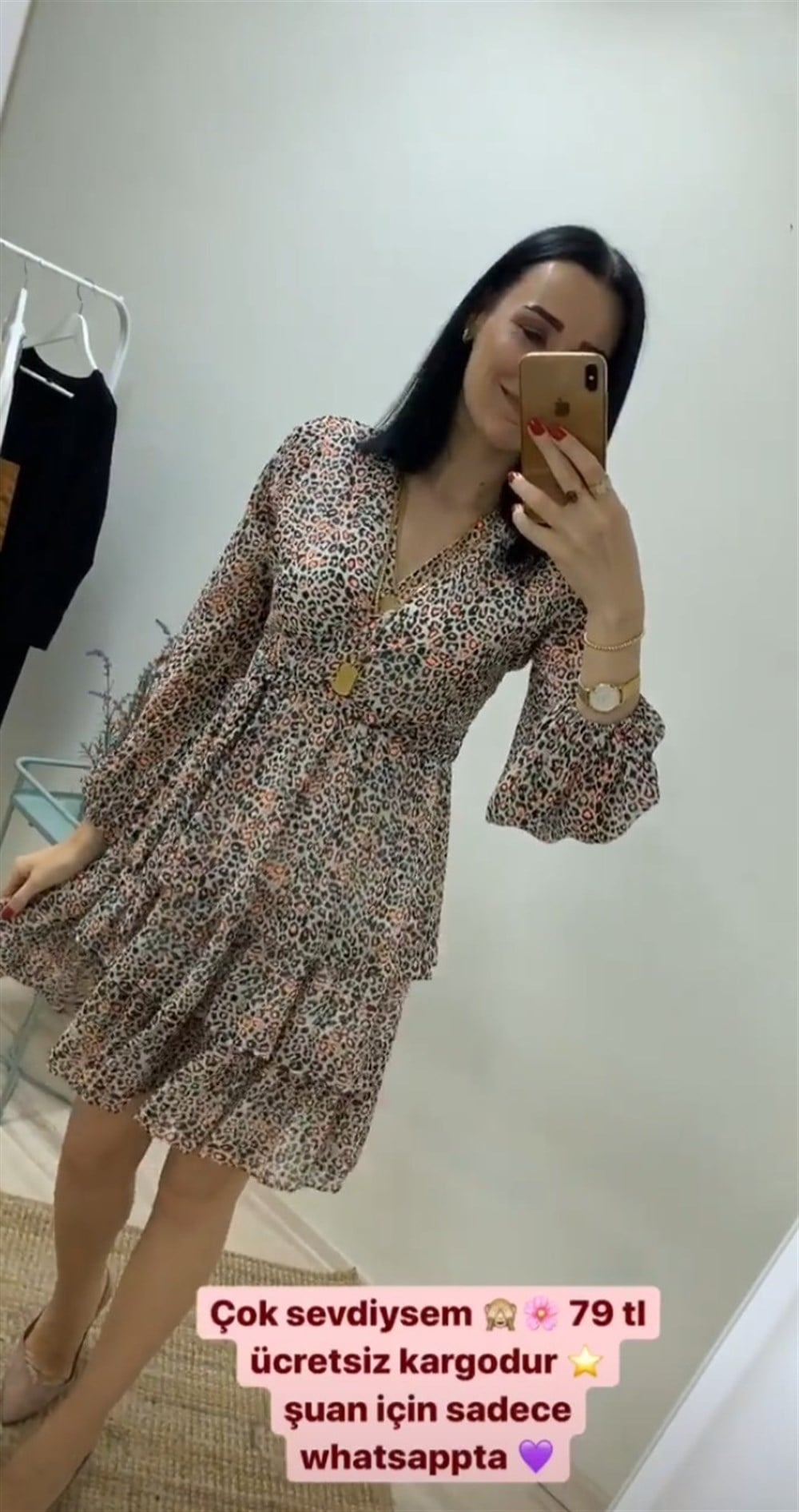 Leopar Fırfırlı Elbise 