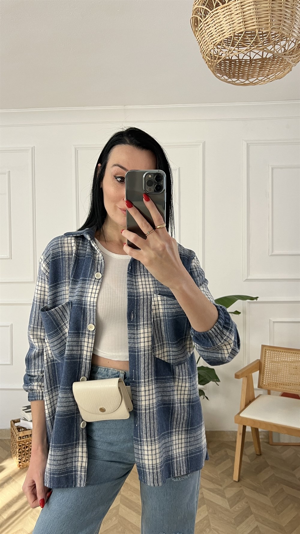 Mavi Ekoseli Oduncu Gömlek