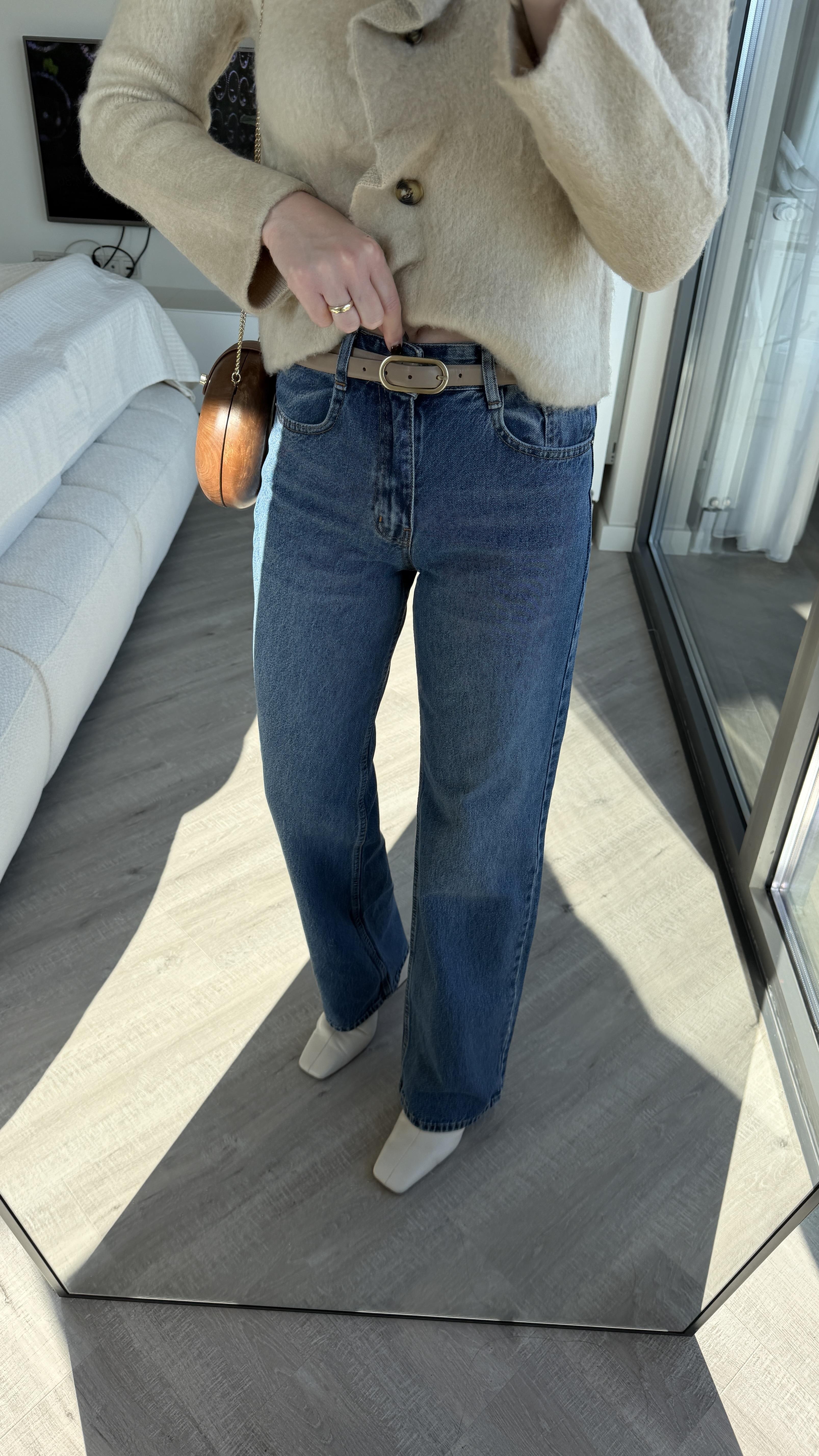 Mavi Yıkamalı Wide Leg Jean