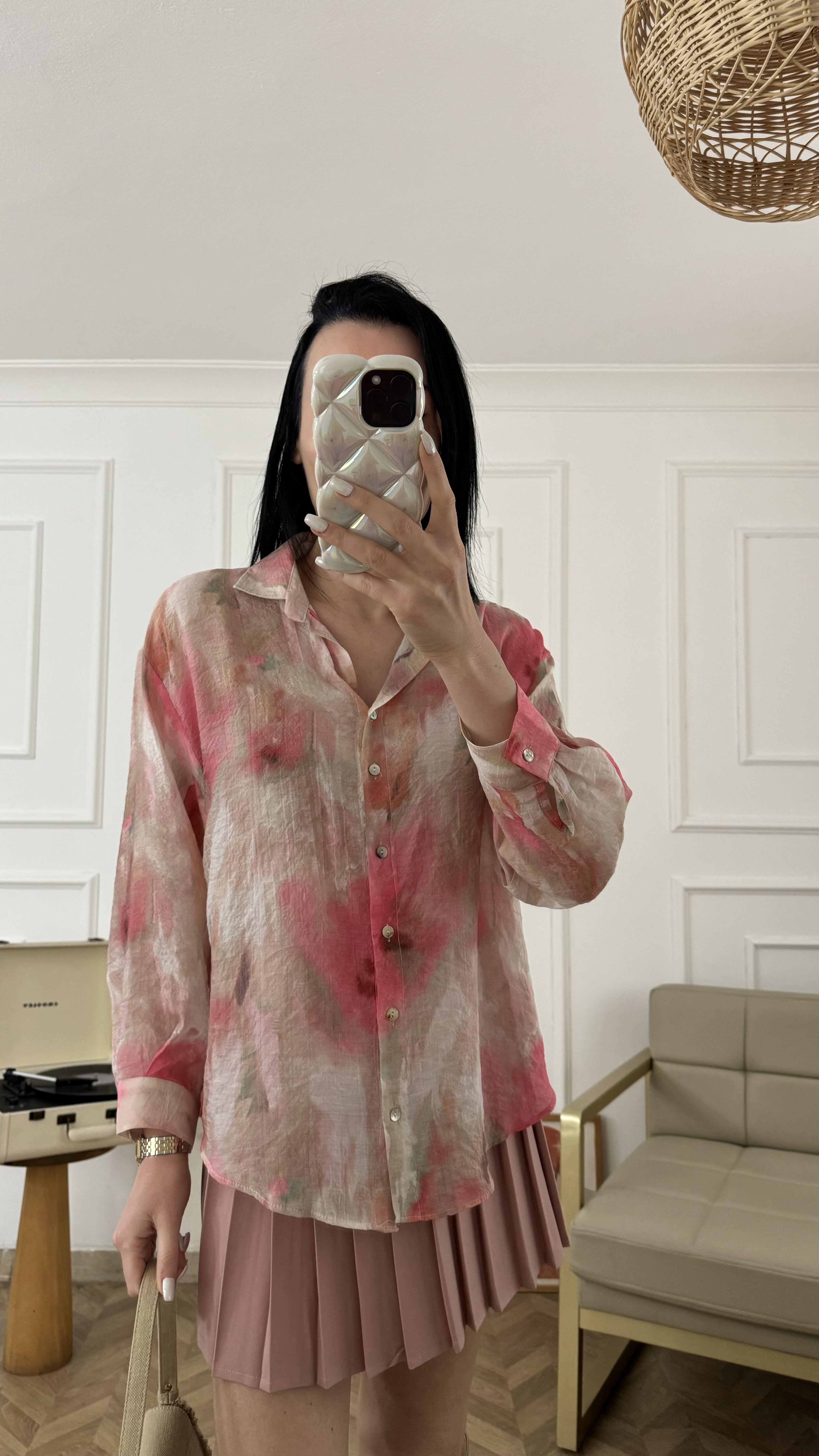 Pembe Gül Kurusu Buğulu Gömlek