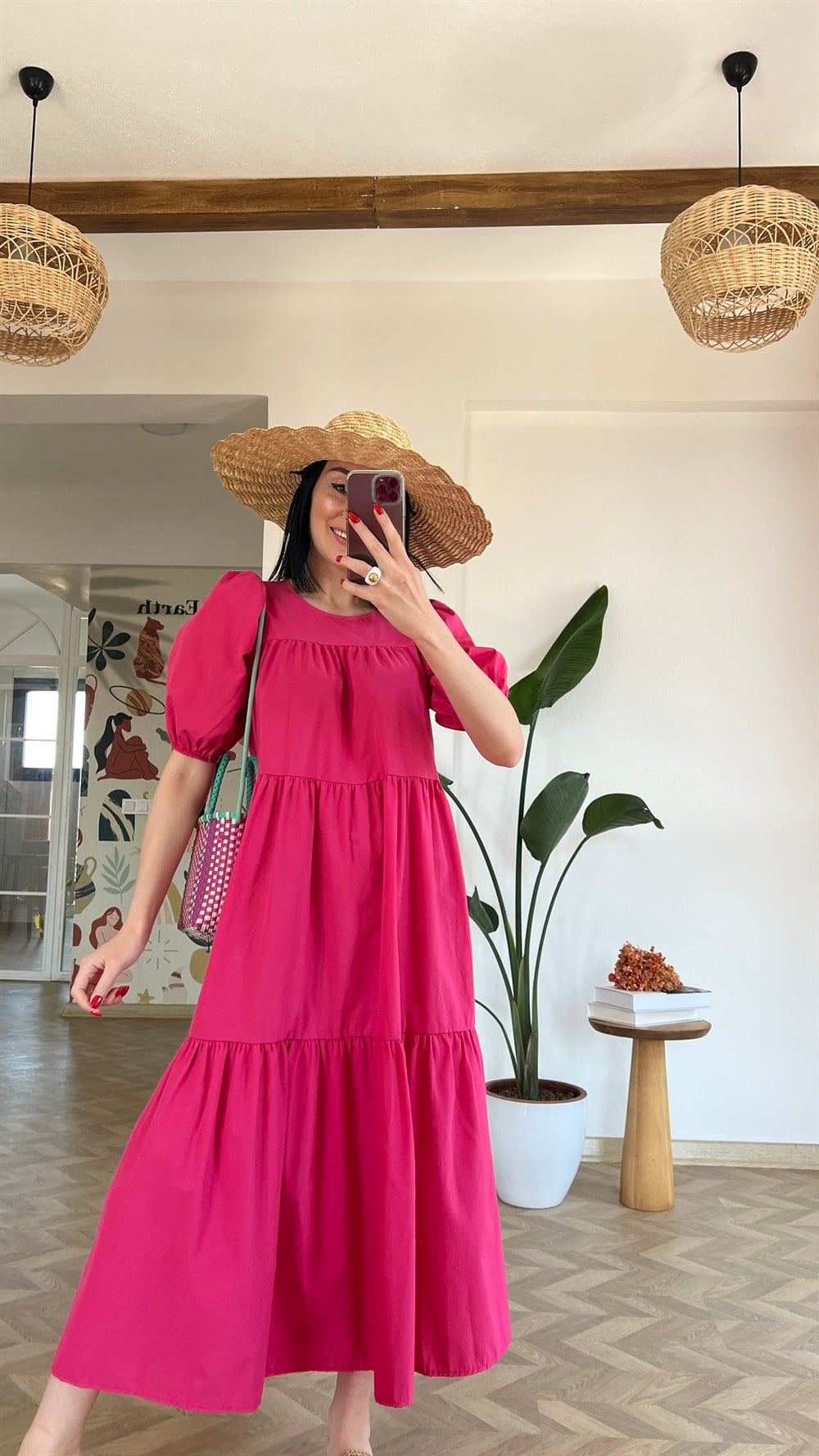 Pembe Poplin Elbise