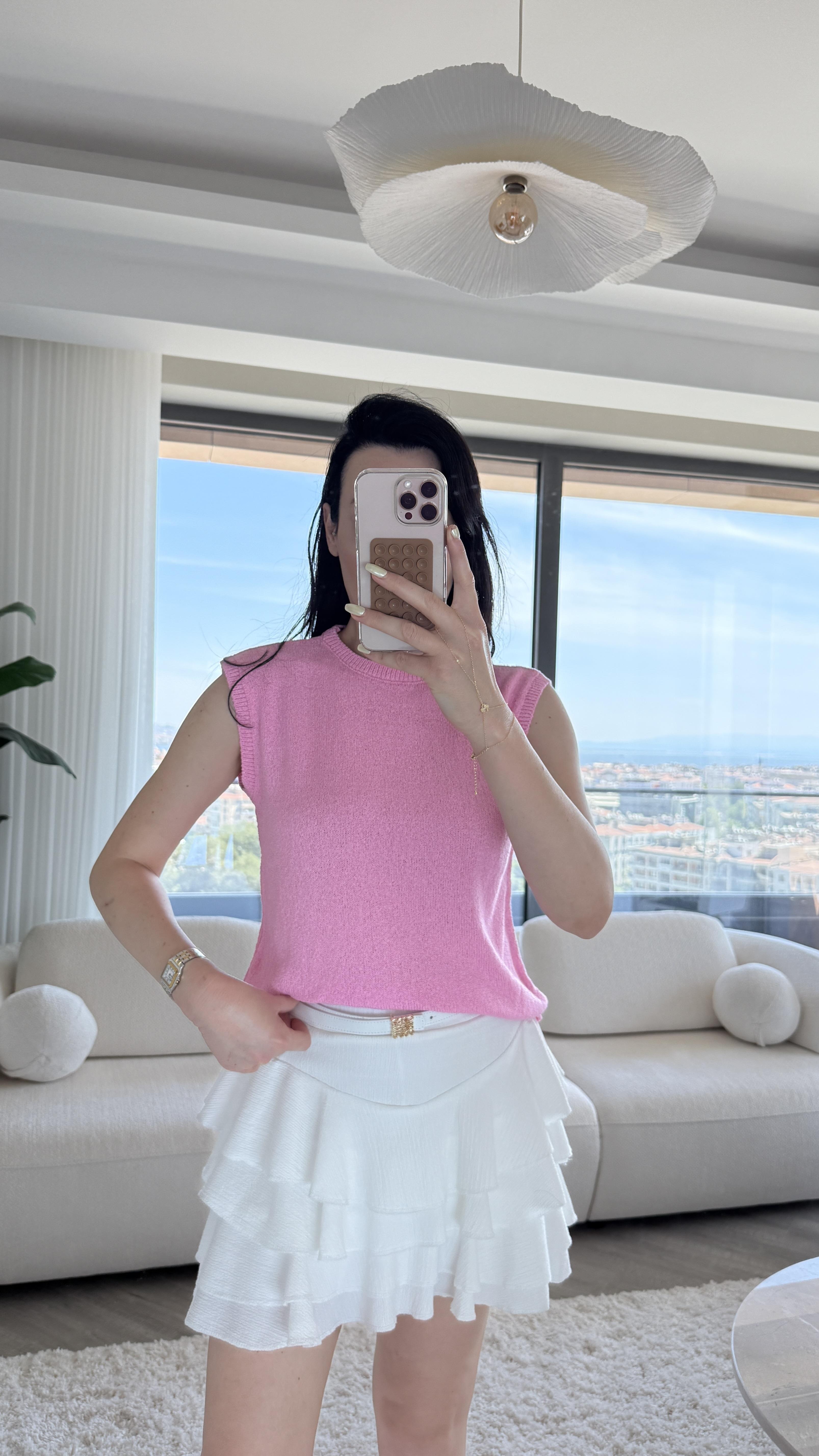 Pembe Zr Havlu Kumaş Bluz