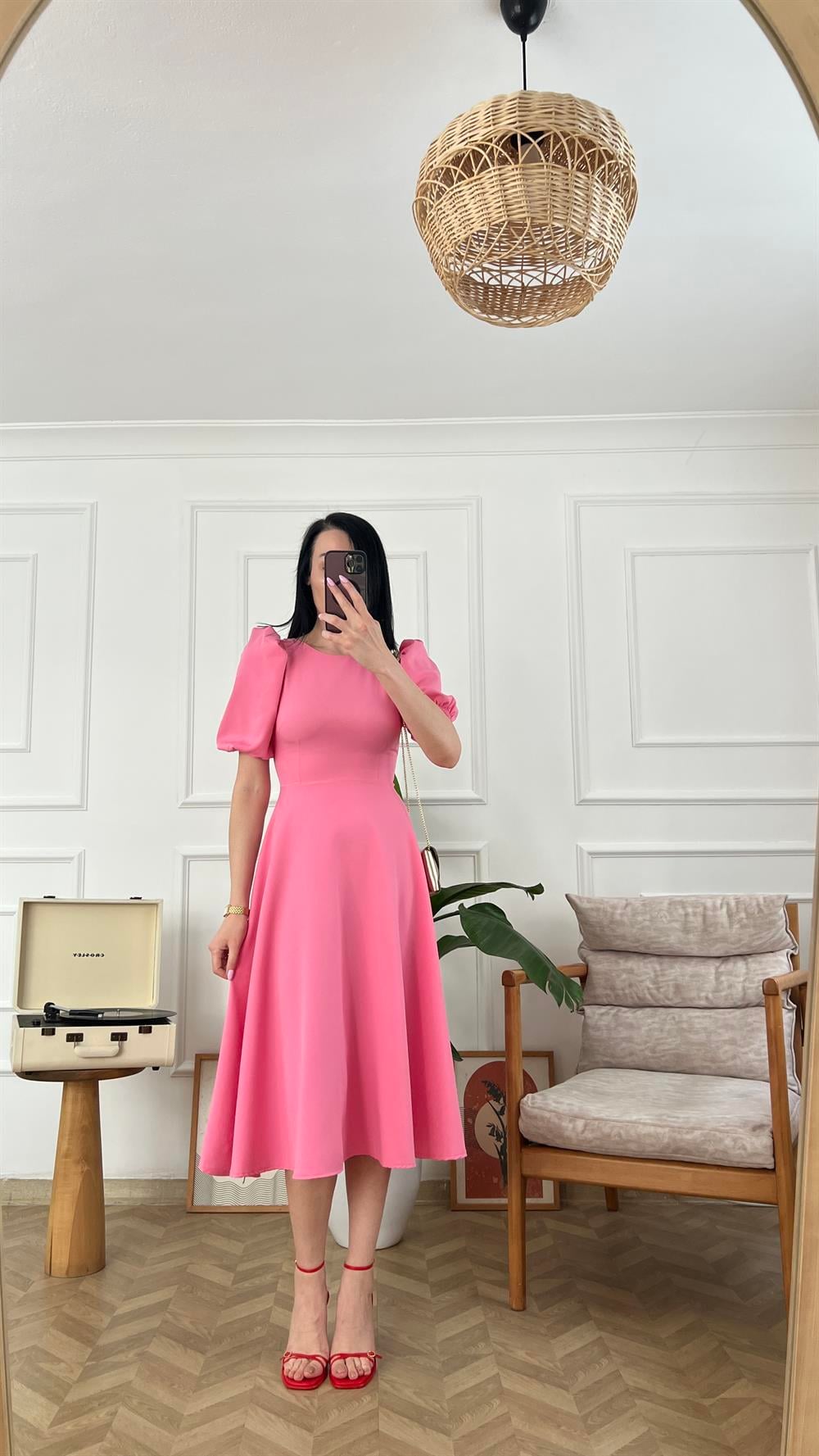 Şeker Pembe Prenses Kol Elbise