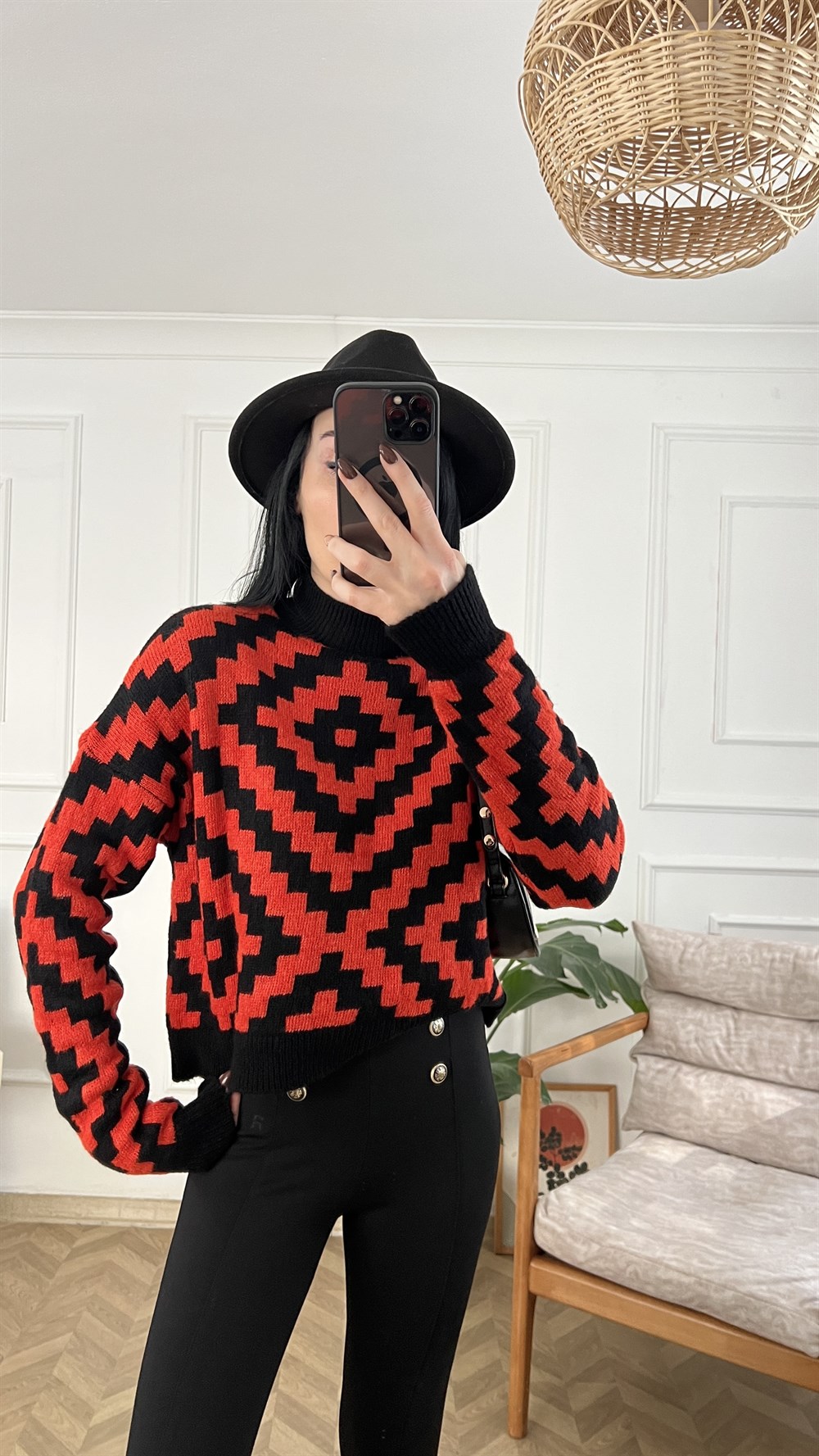 Siyah Narçiçeği Yarım  Balıkçı Triko Kazak