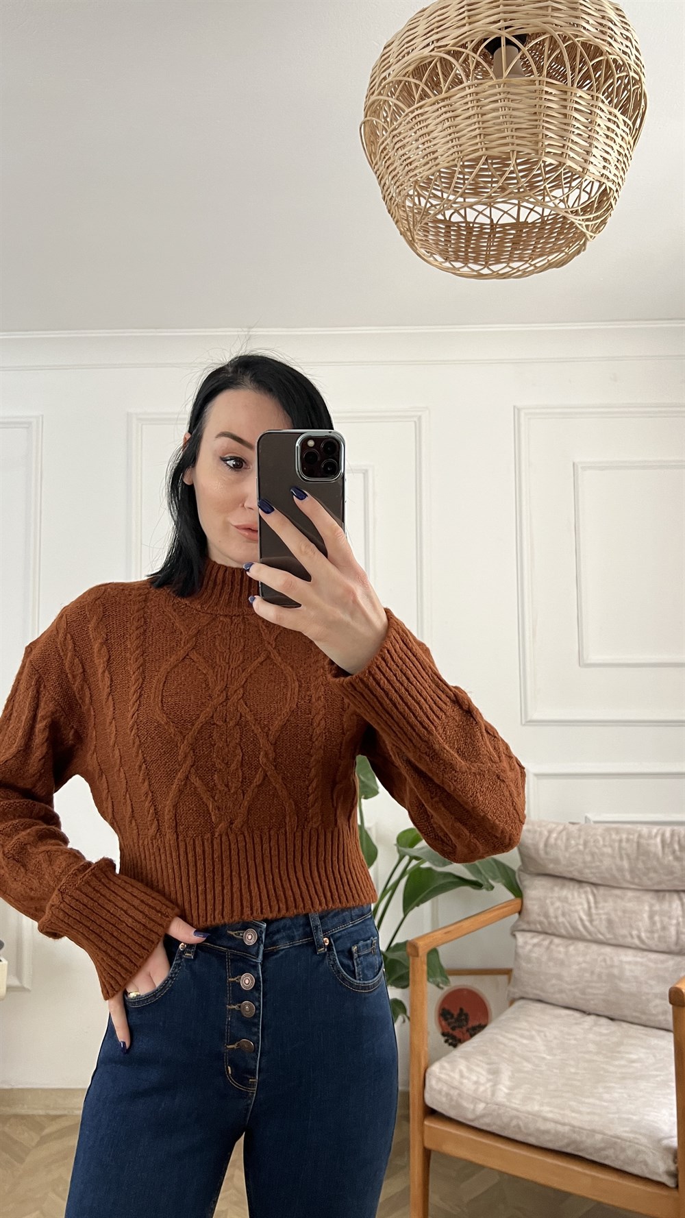 Taba Örgü Desen Triko Kazak