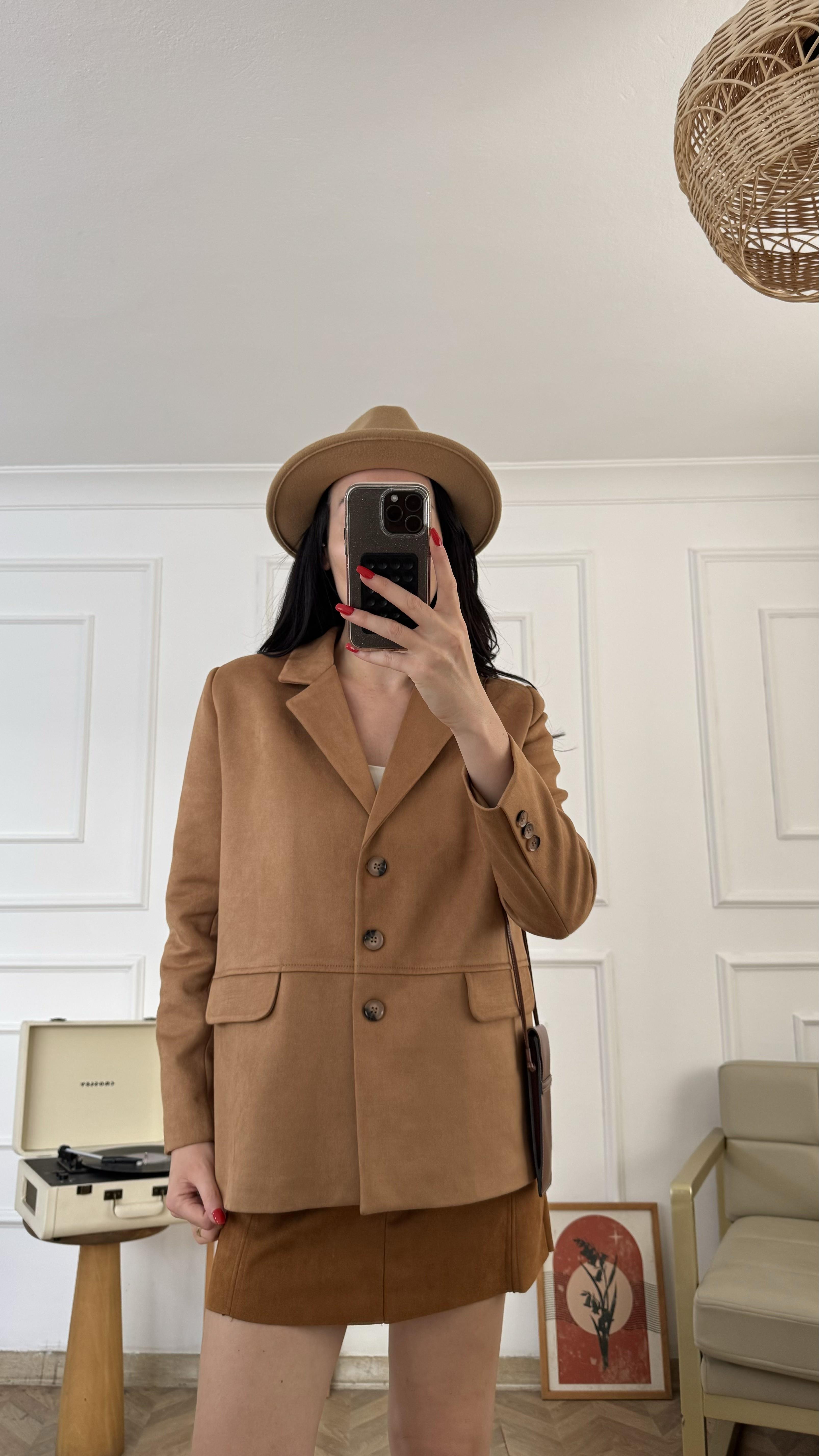 Taba Süet Blazer Ceket