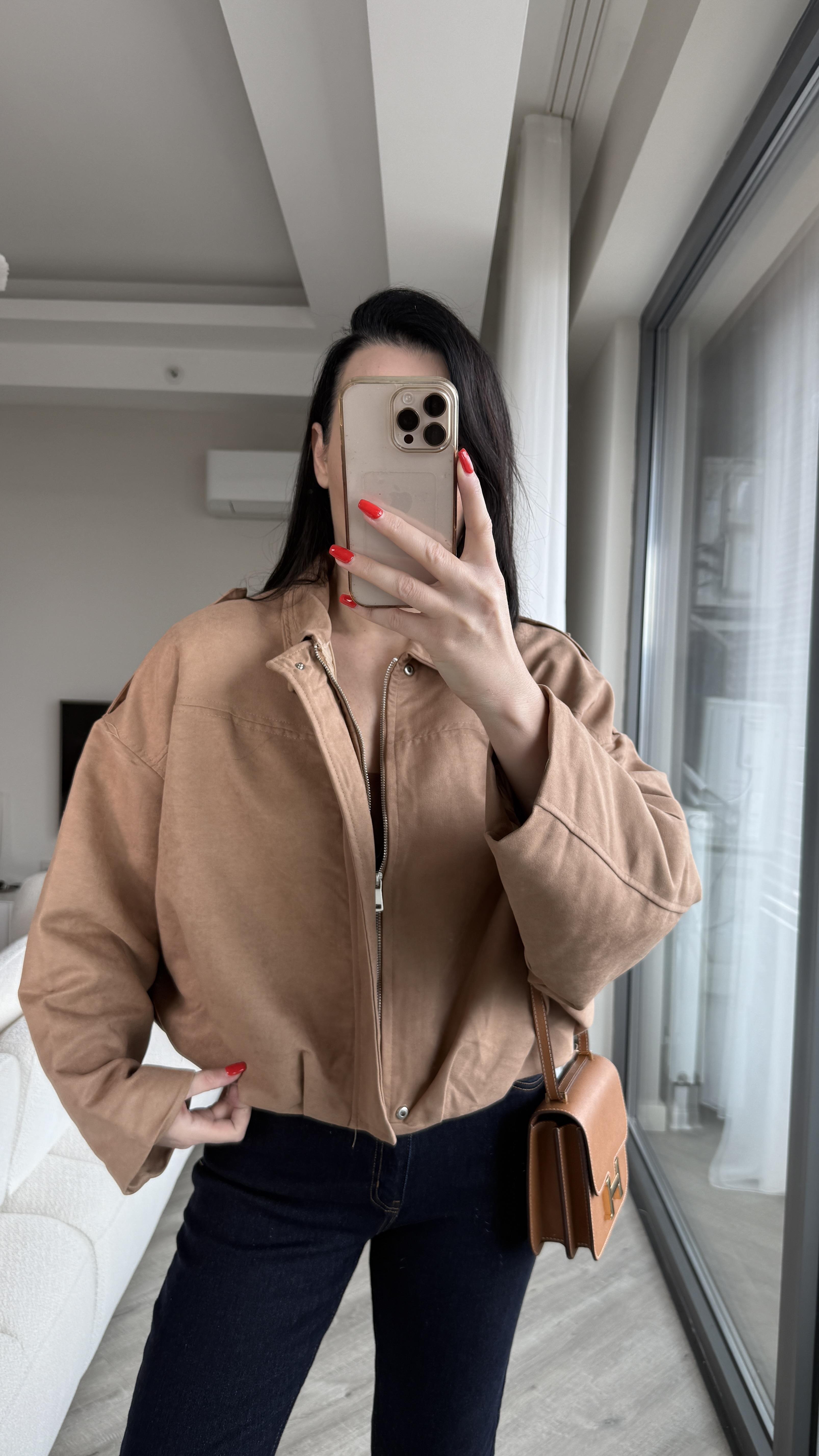 Taba Süet Bomber Ceket