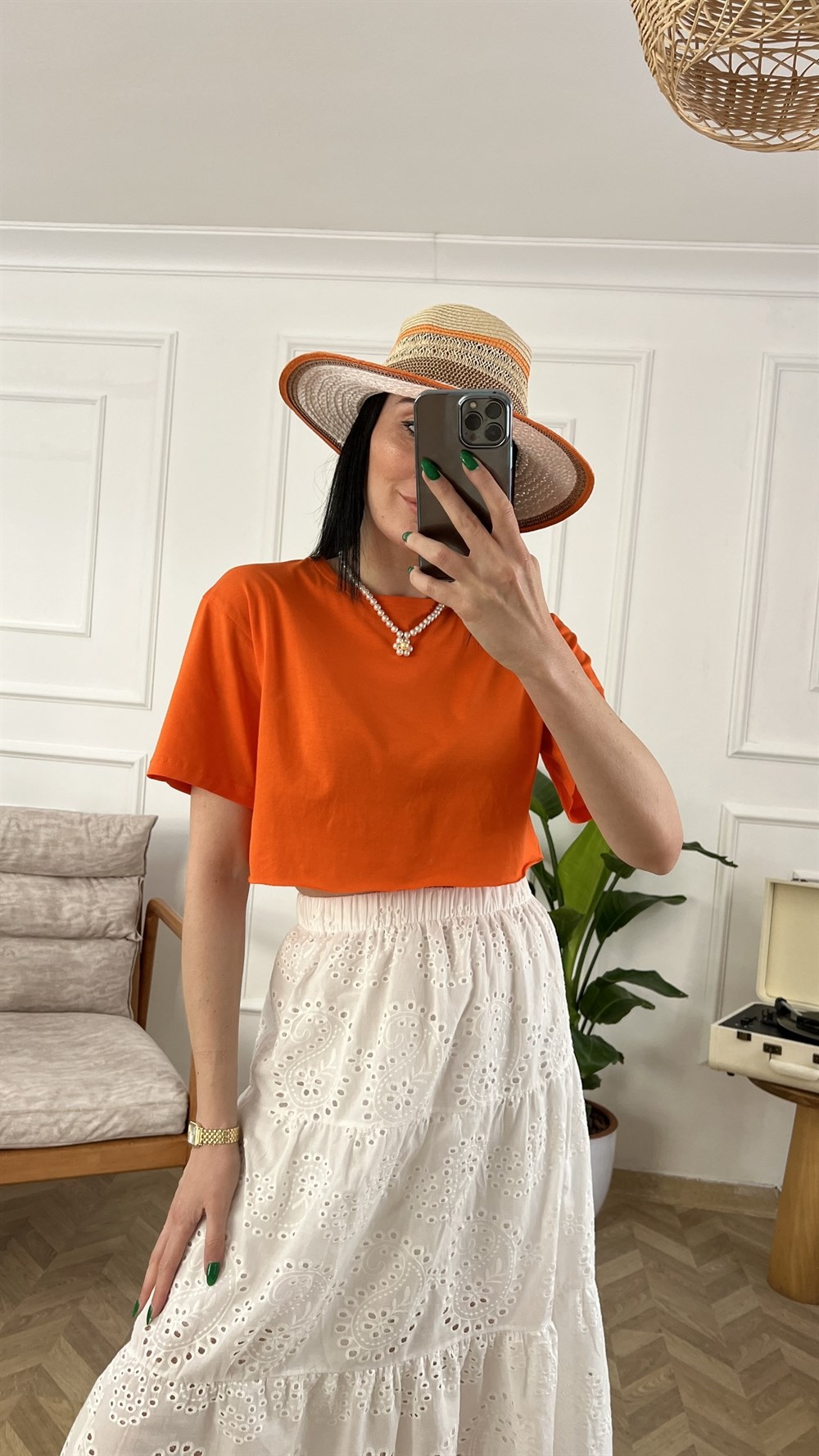 Turuncu Crop Tshirt