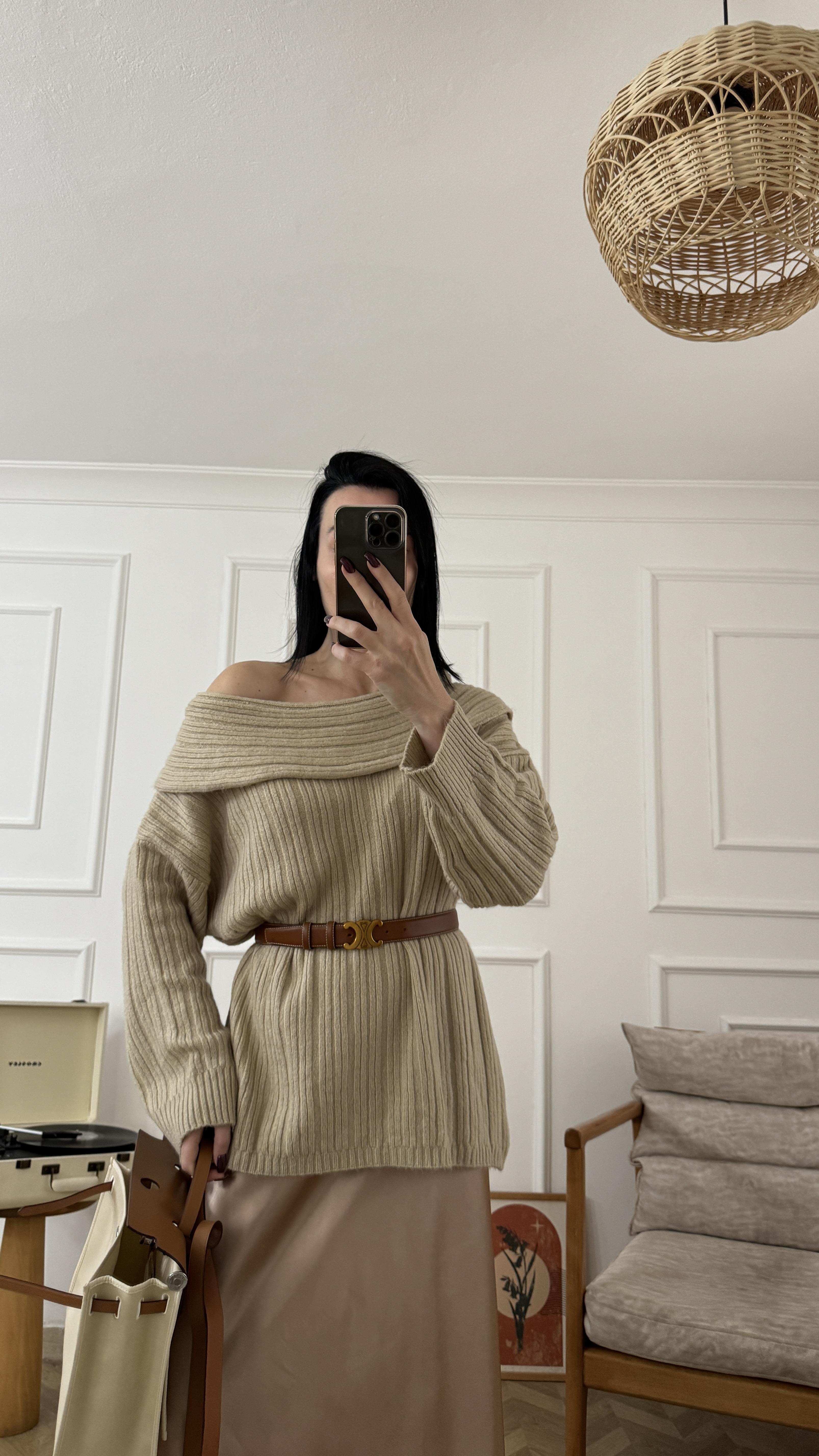 Vizon Degaje Yaka Fitilli Tunik Triko