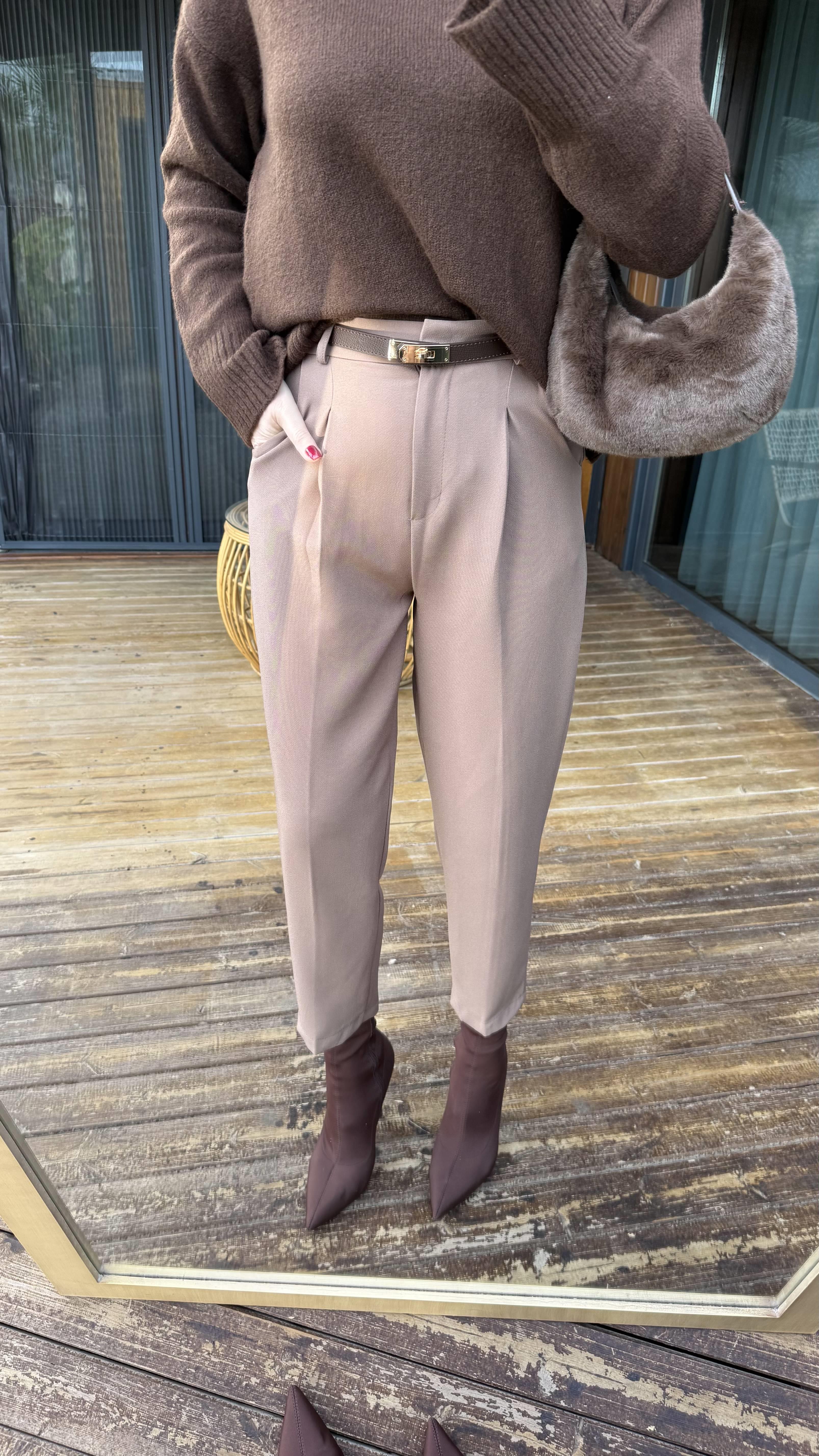 Vizon Yüksek Bel Havuç Pantalon