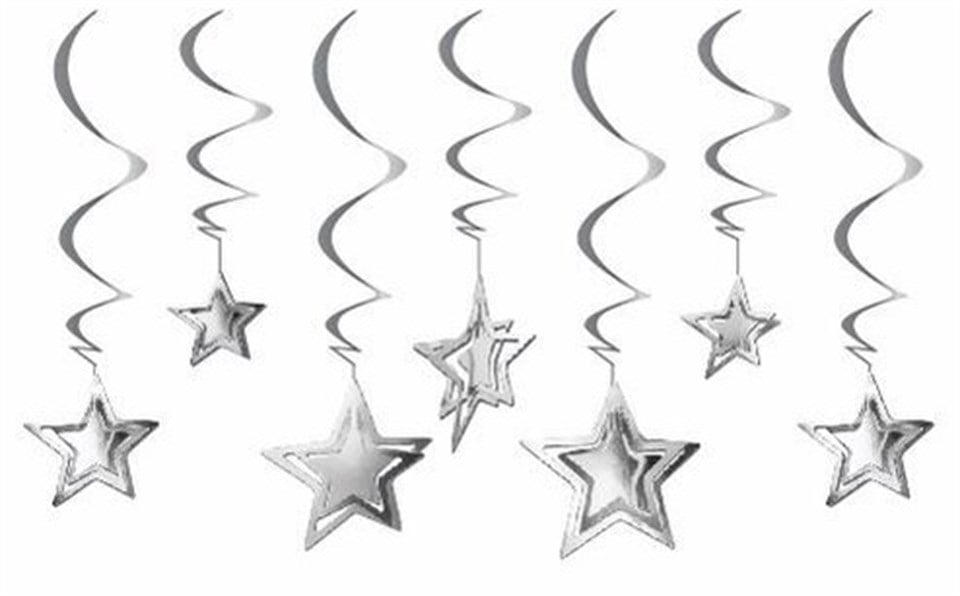 3D Yıldız Asmalı Süs Gümüş 10lu