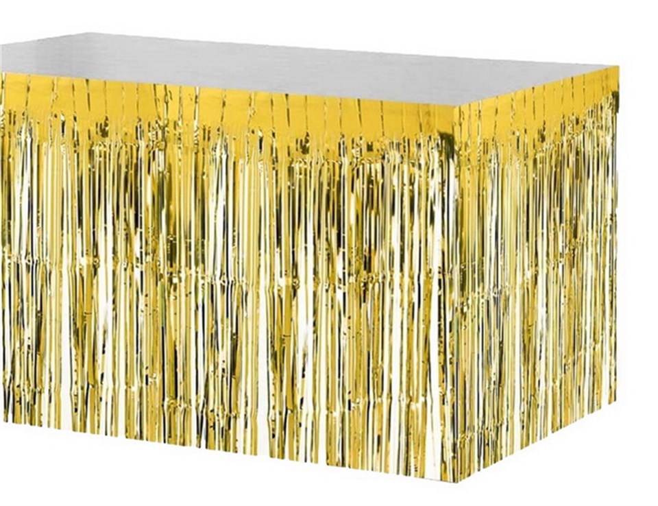 Altın Folyo Püskül Masa Eteği