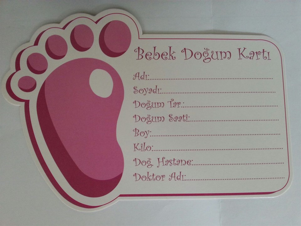 Bebek Doğum Kartı Pembe