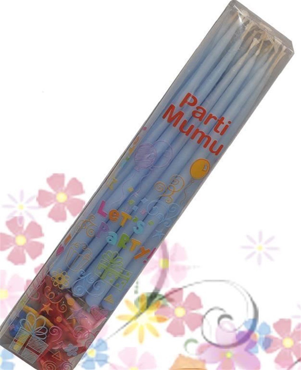 Bebek Mavi Uzun Altlıklı Mum 20'li