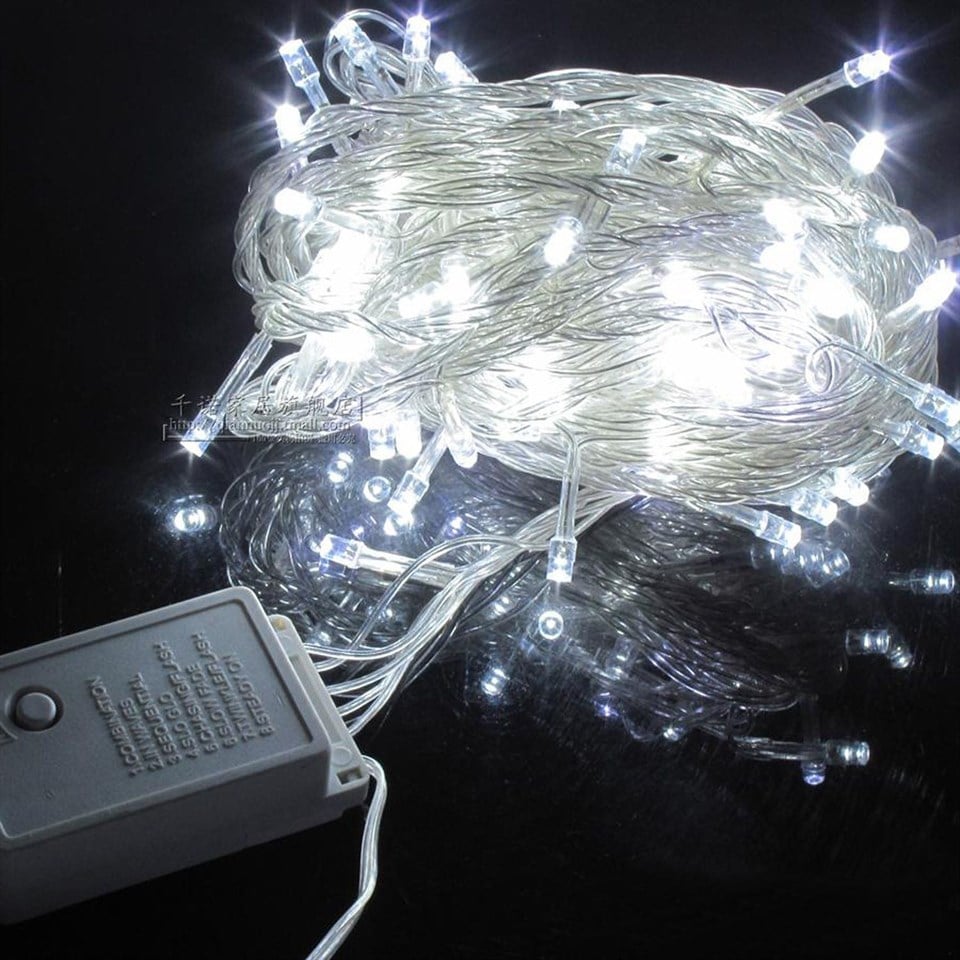 Beyaz Kablolu 100 Ampüllü Led Işık Beyaz Renk 10 Metre