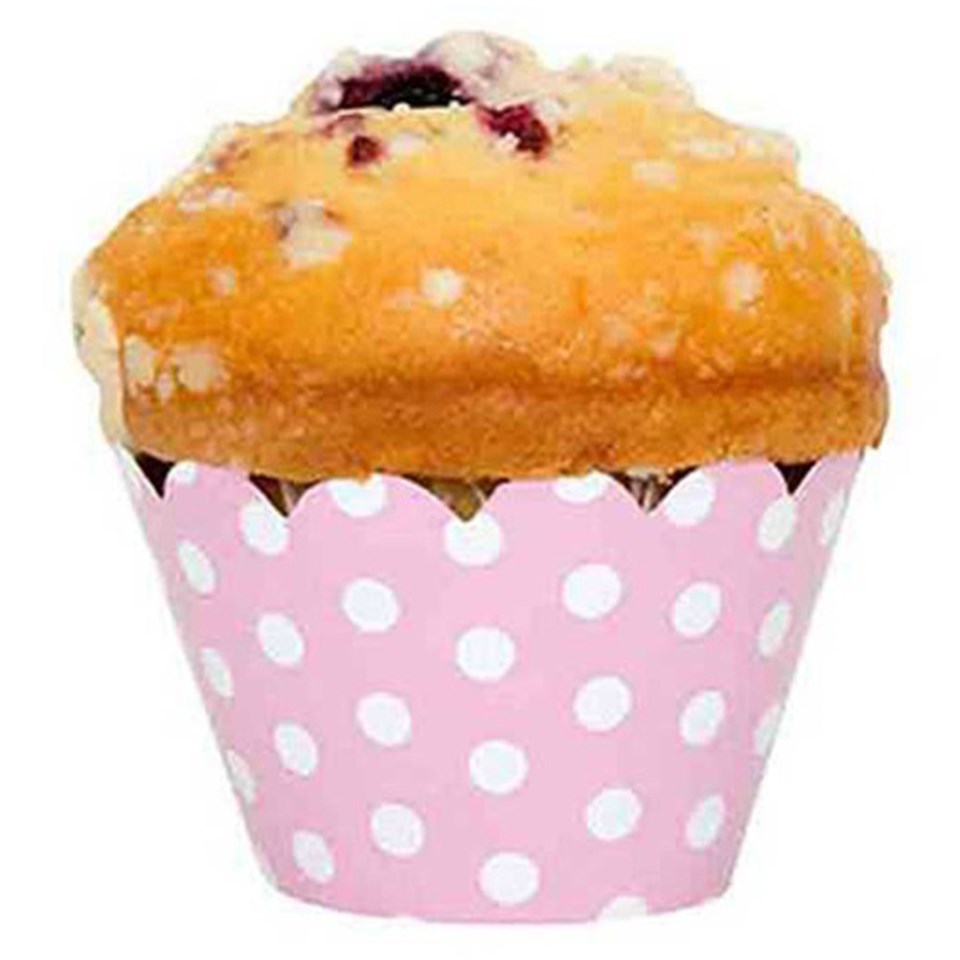 Beyaz Puantiyeli Pembe Cupcake Kağıdı 10lu