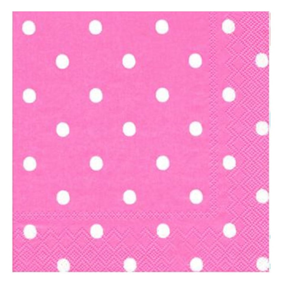 Beyaz Puantiyeli Pembe Peçete