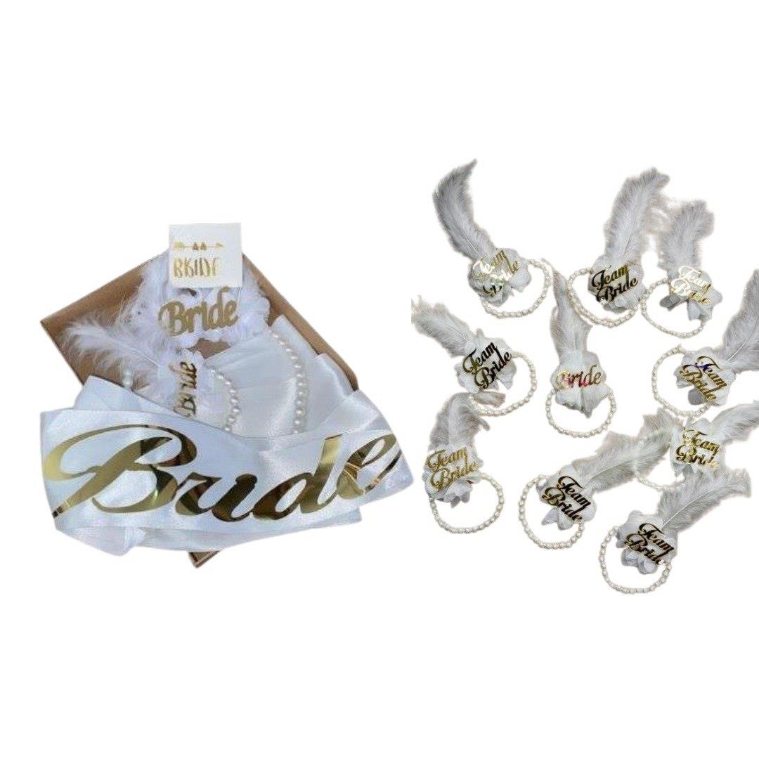 Bride Set, Bride Team  Bileklik Beyaz Altın