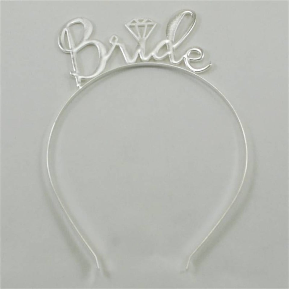 Bride Tek Taş Gümüş Renk Metal Bekarlığa Veda Partisi Taç