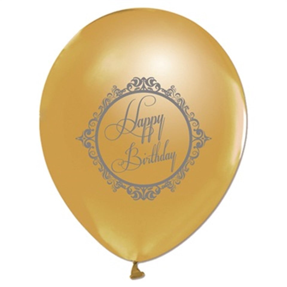 Gümüş Renkte HB Baskılı Gold Balon