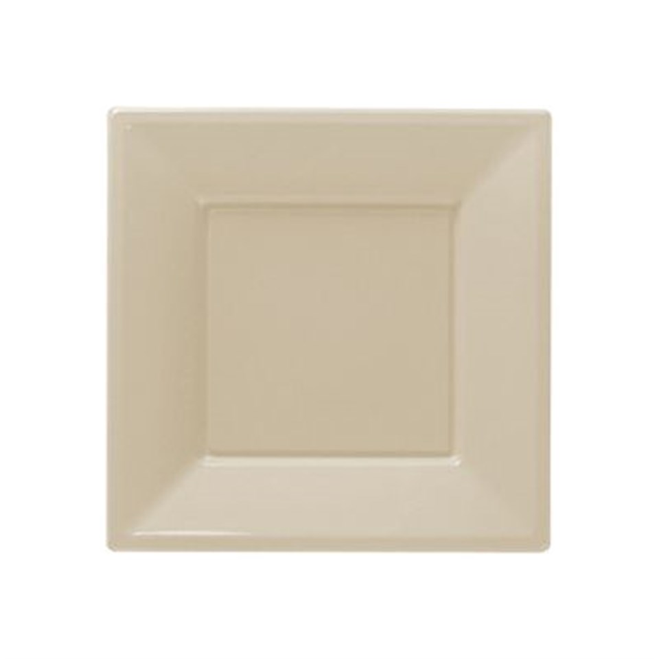 Krem Kare Plastik Büyük Tabak 8li