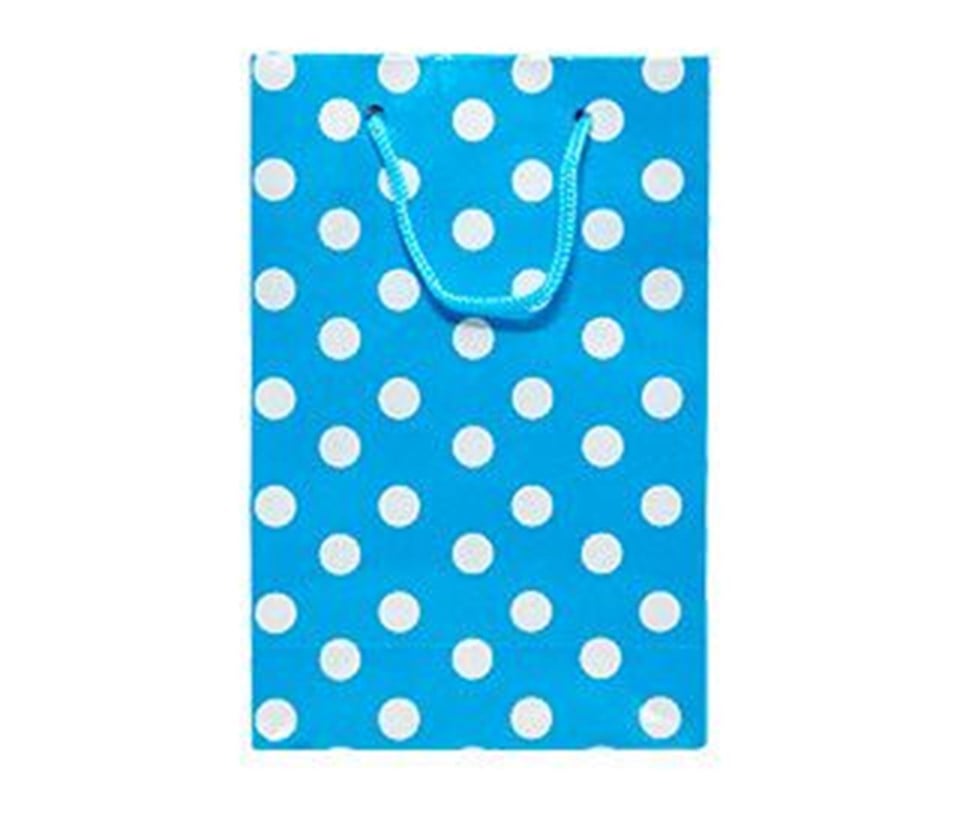 Mavi puantiyeli Mini Karton Çanta