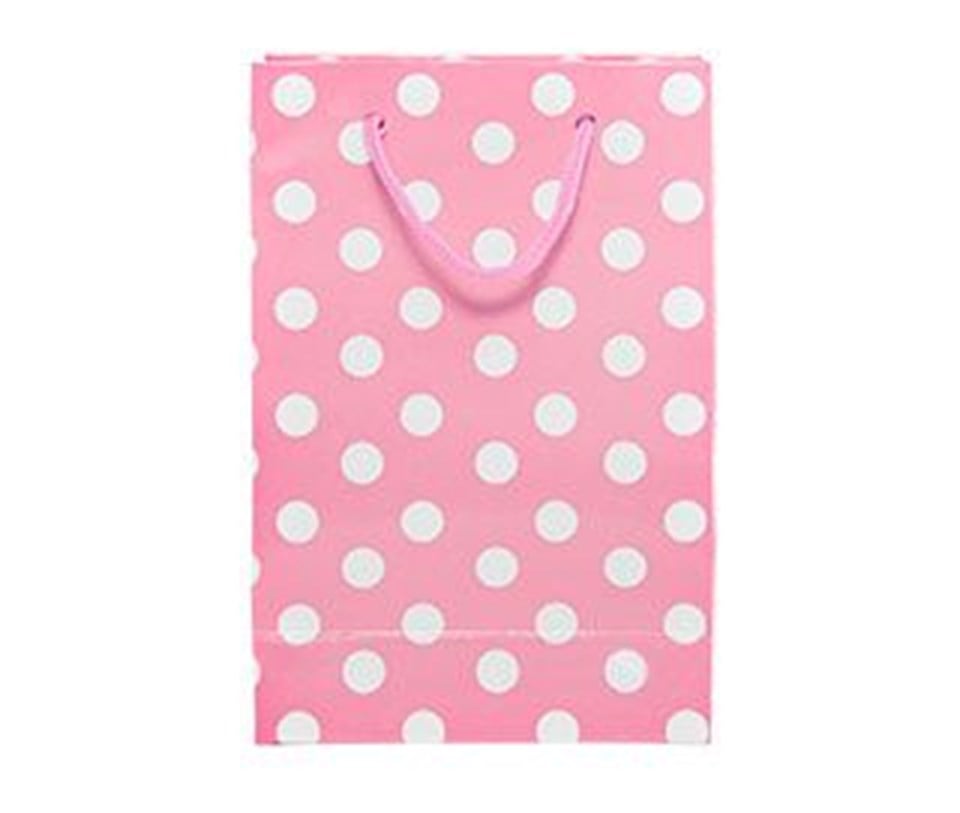 Pembe Puantiyeli Mini Karton Çanta