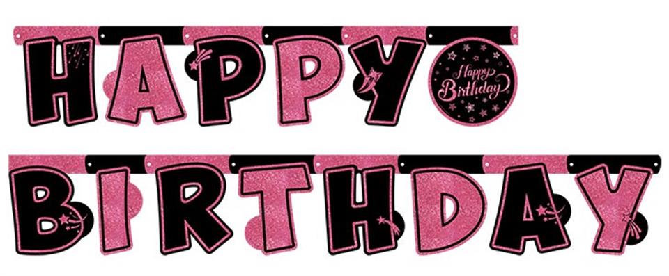 Pink Stars, Happy Birthday Banner