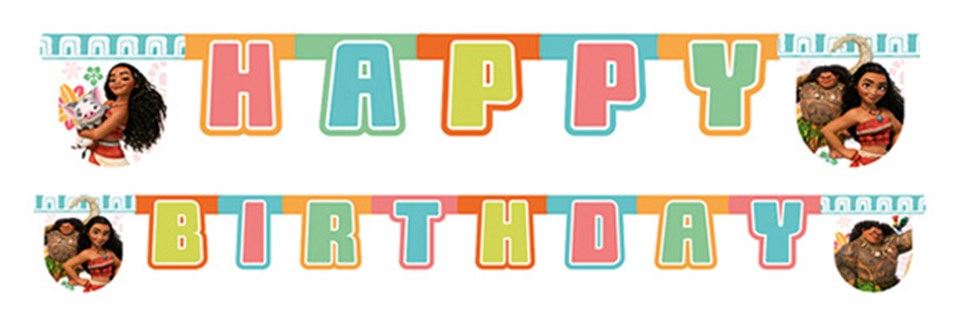 Prenses Moana Happy Birthday Banner