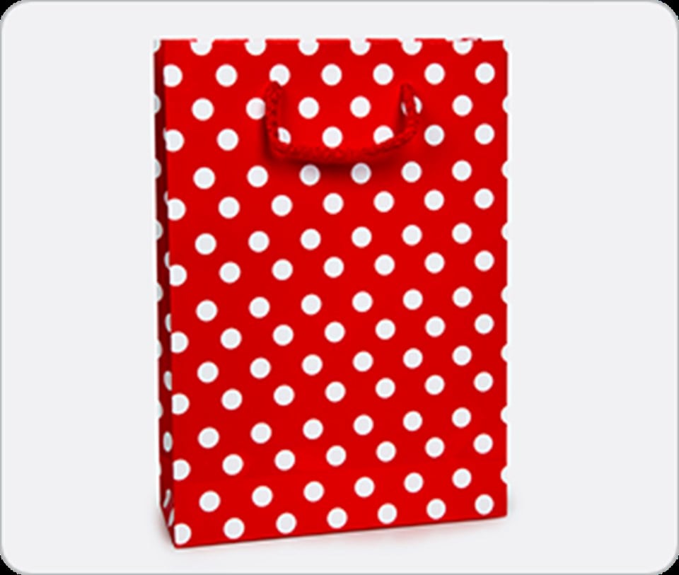 Puantiyeli Kırmızı Kağıt Çanta