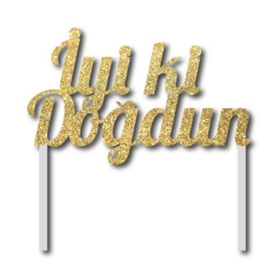 Simli Altın İyi ki Doğdun Çubuklu Yazı