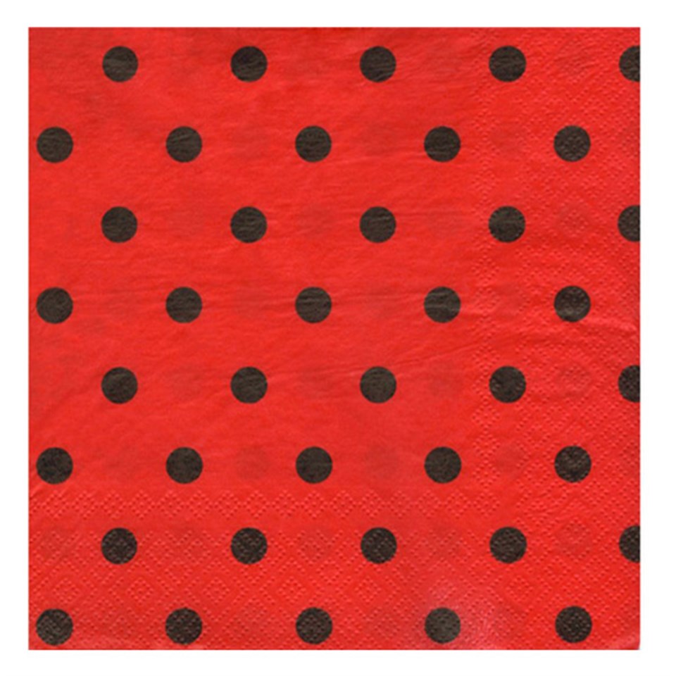 Siyah Puanlı Kırmızı Peçete