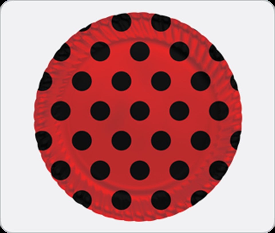 Siyah Puantiyeli Kırmızı Tabak