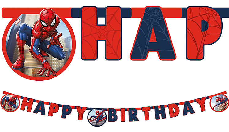 Spiderman Crime Fighter, Happy Birthday Banner